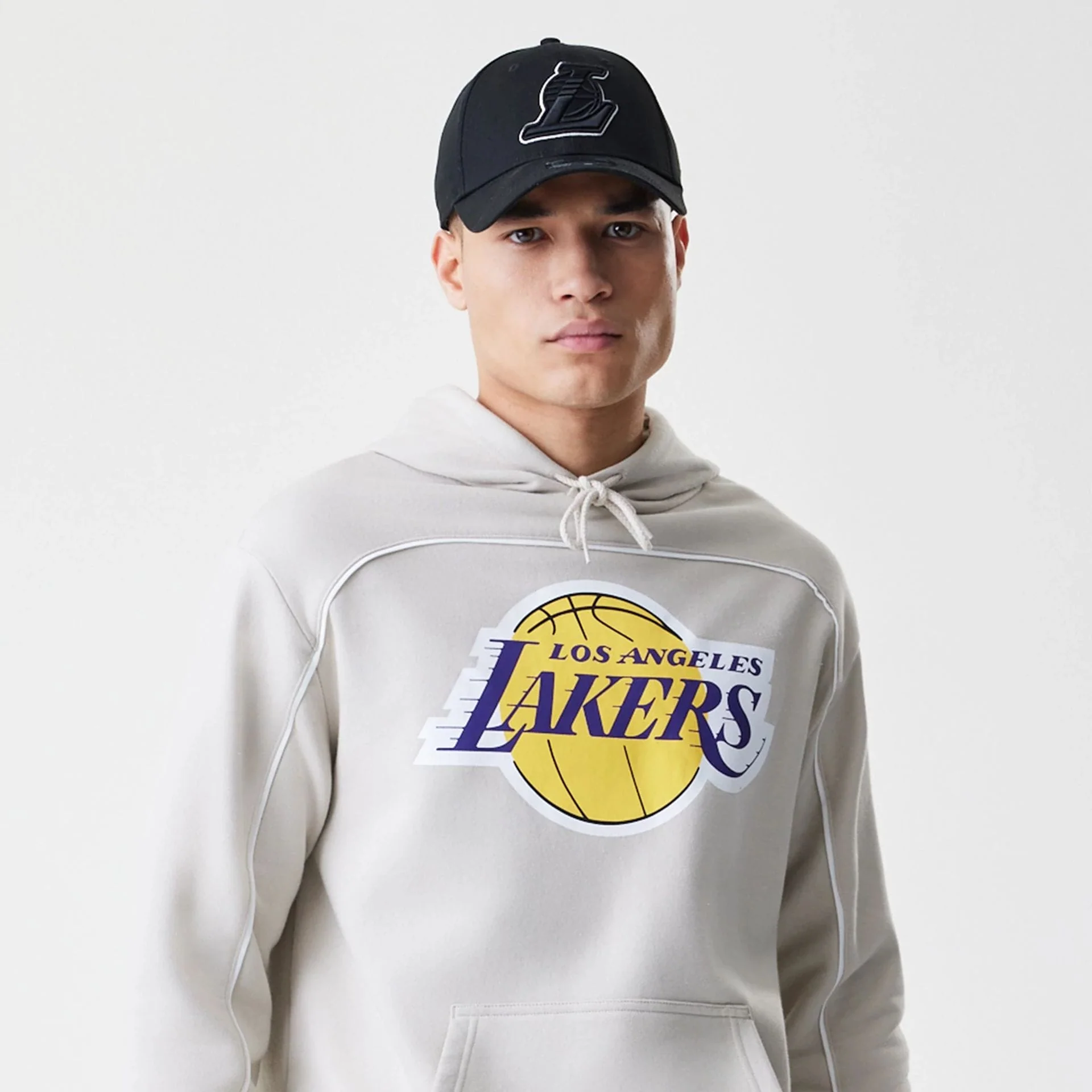 LA Lakers NBA Piping Cream Oversized Pullover Hoodie - Image 6
