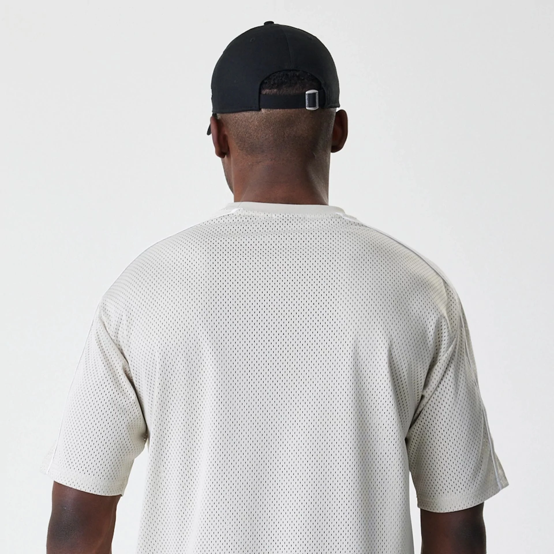 LA Lakers NBA Piping Light Beige Oversized Mesh T-Shirt - Image 7