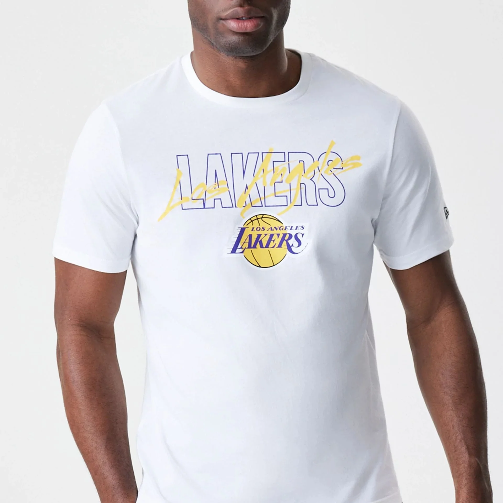 LA Lakers NBA Script White T-Shirt - Image 3