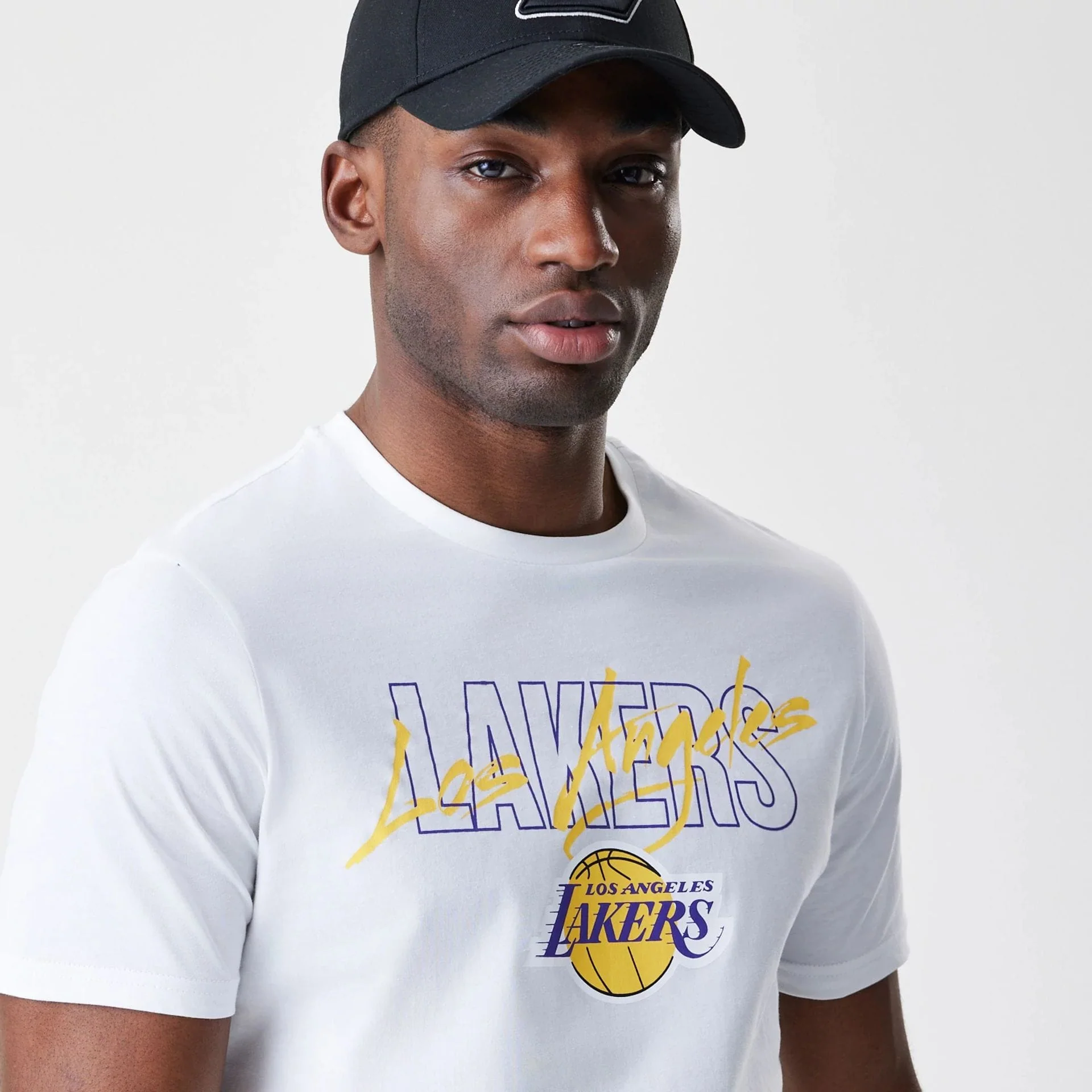 LA Lakers NBA Script White T-Shirt - Image 4