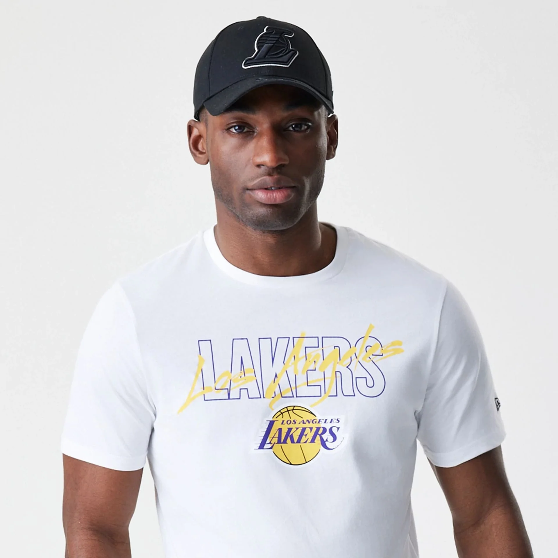 LA Lakers NBA Script White T-Shirt - Image 6