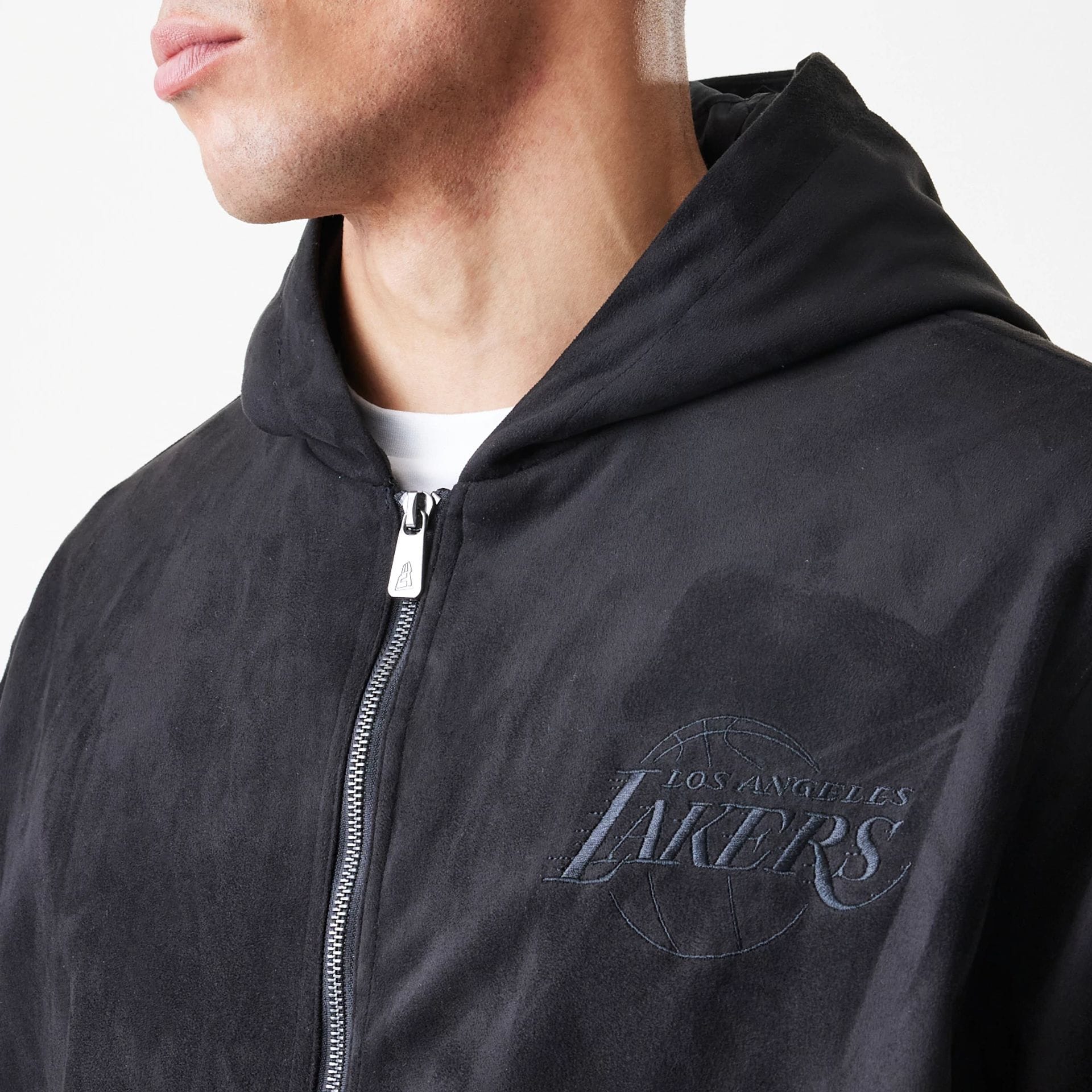 LA Lakers NBA Suede Black Hooded Jacket - Image 5