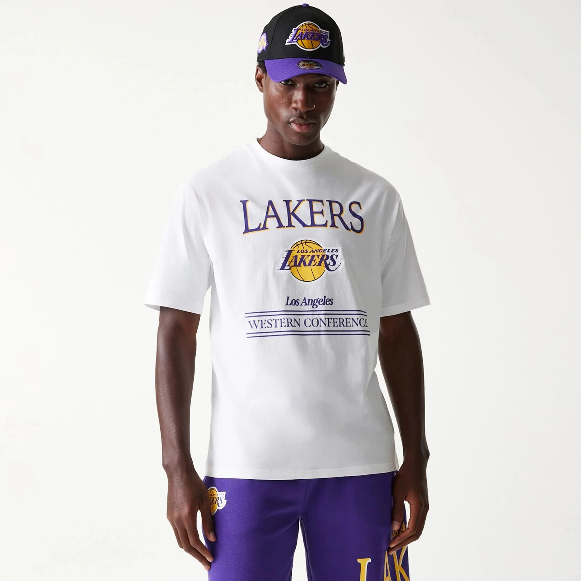 LA Lakers NBA Team Graphic White Oversized T-Shirt - Image 3