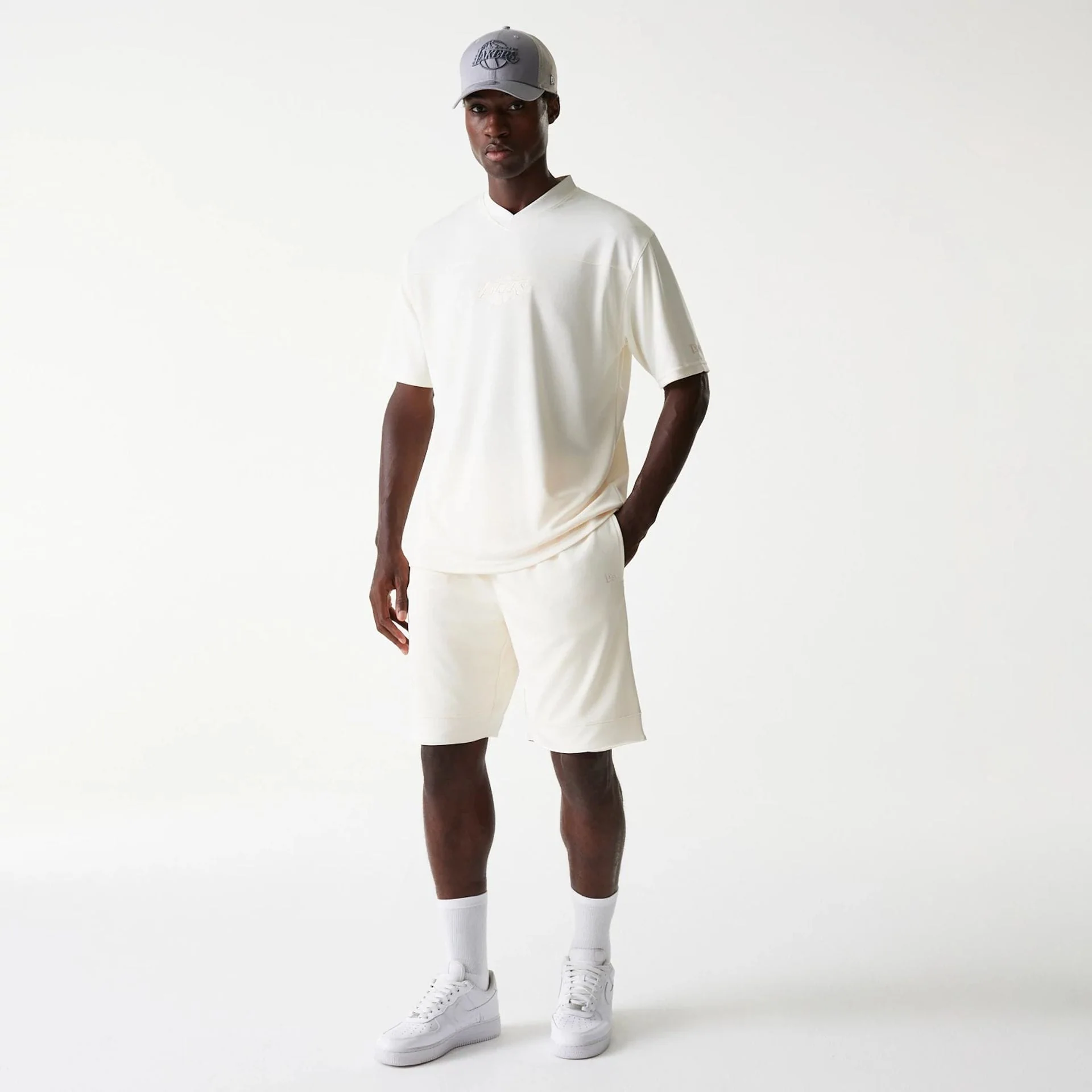 LA Lakers NBA Tonal Open White Mesh Shorts - Image 8