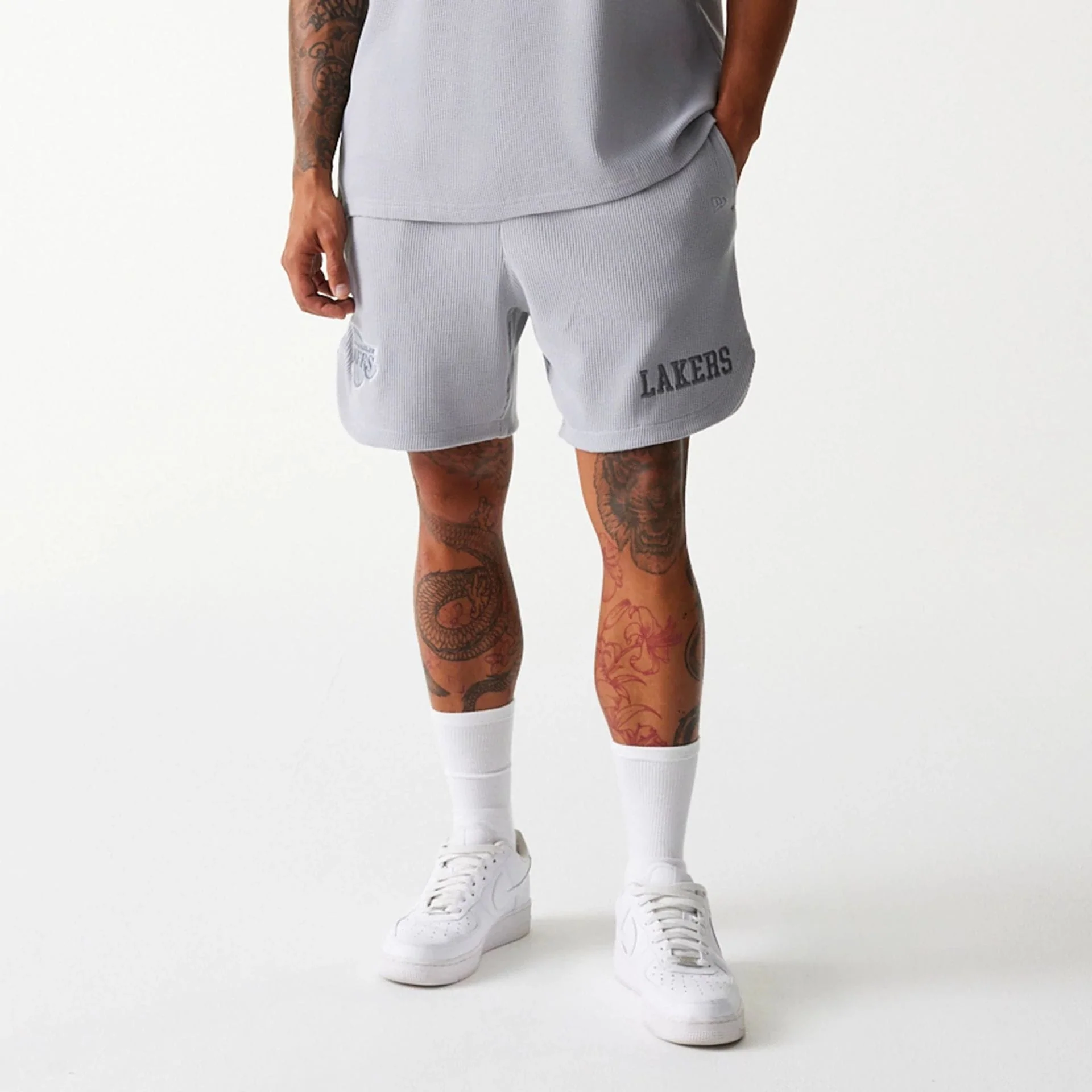 LA Lakers NBA Waffle Grey Shorts - Image 7