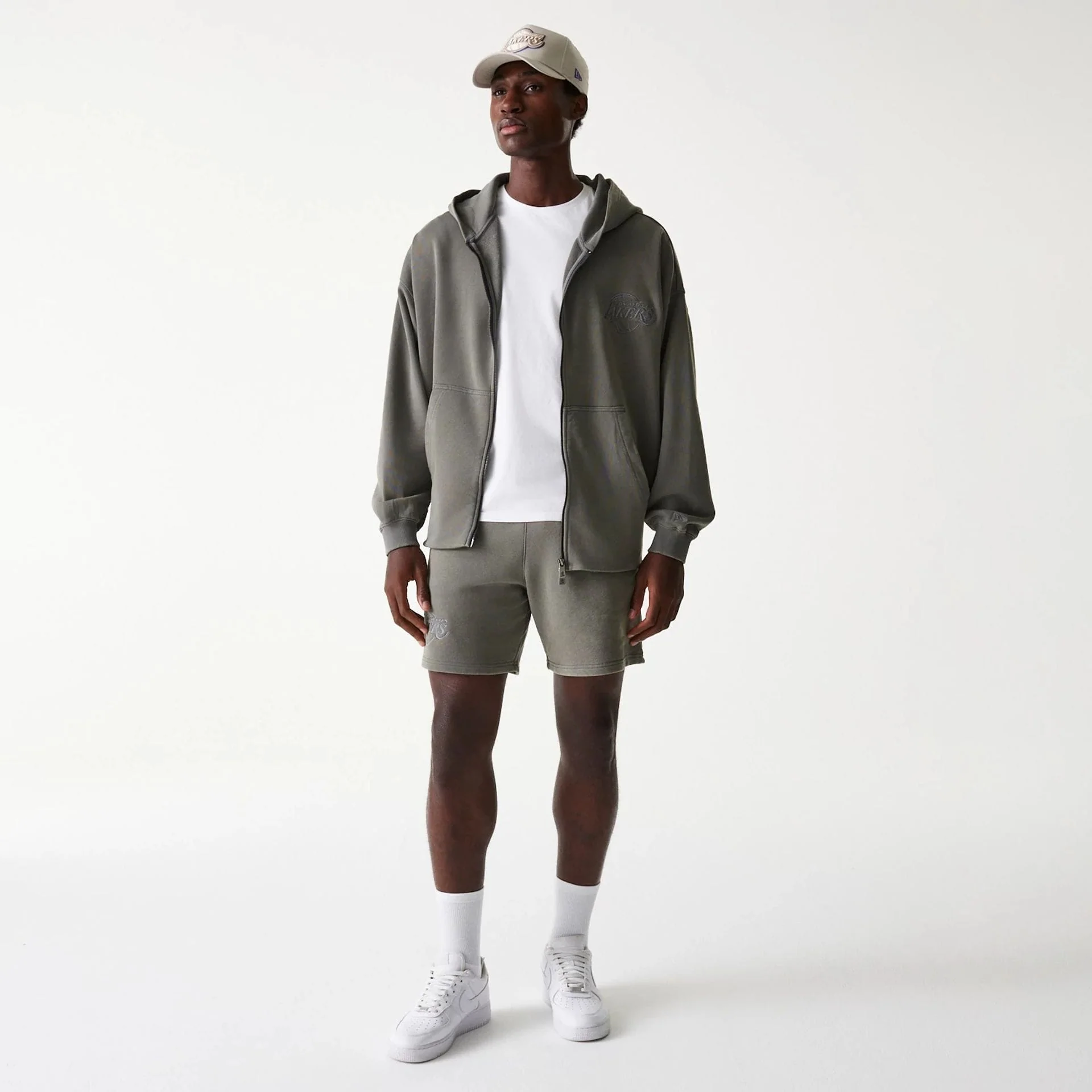 LA Lakers NBA Washed Grey Full Zip Hoodie - Image 8