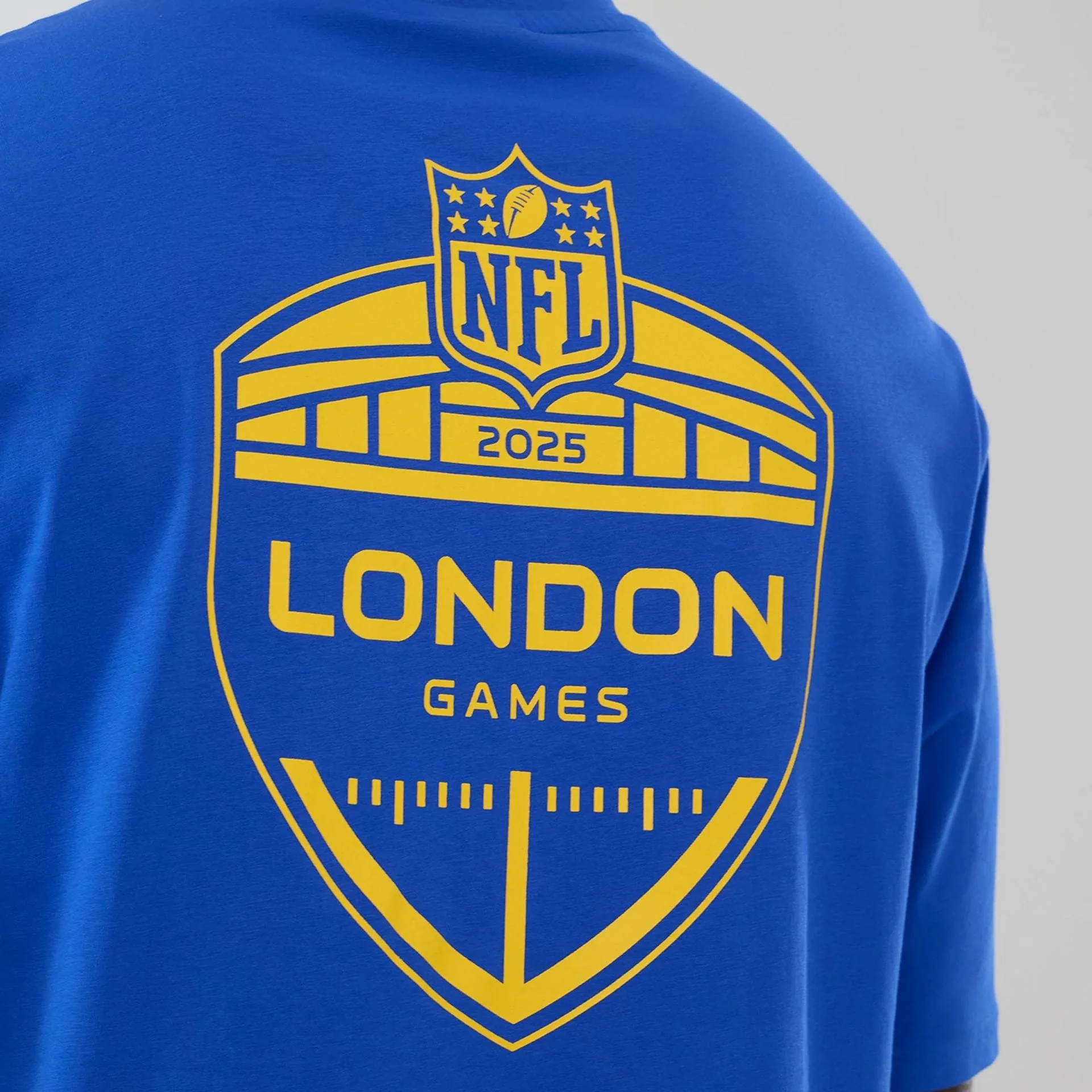 LA Rams NFL International Series Games 2025 Bright Blue Oversized T-Shirt - Image 4
