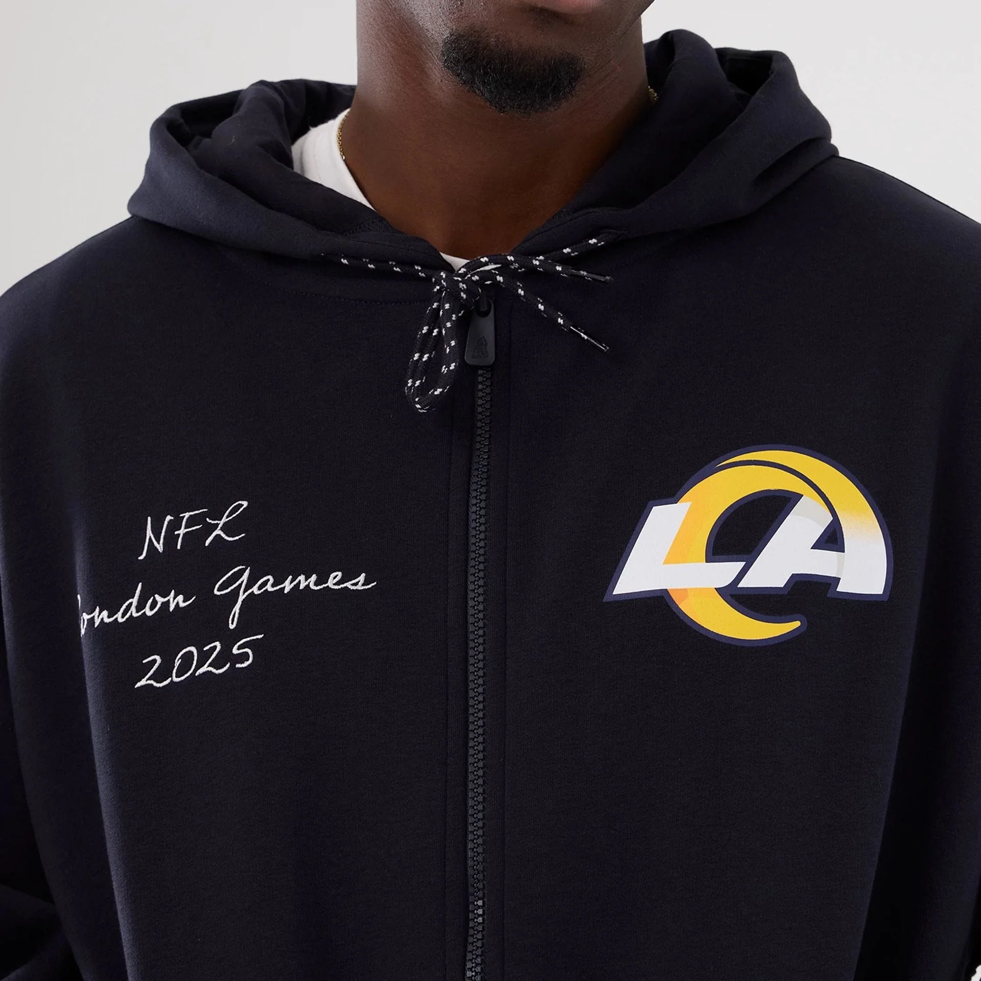 LA Rams NFL International Series Games 2025 Navy Premium Pullover Hoodie - Image 6