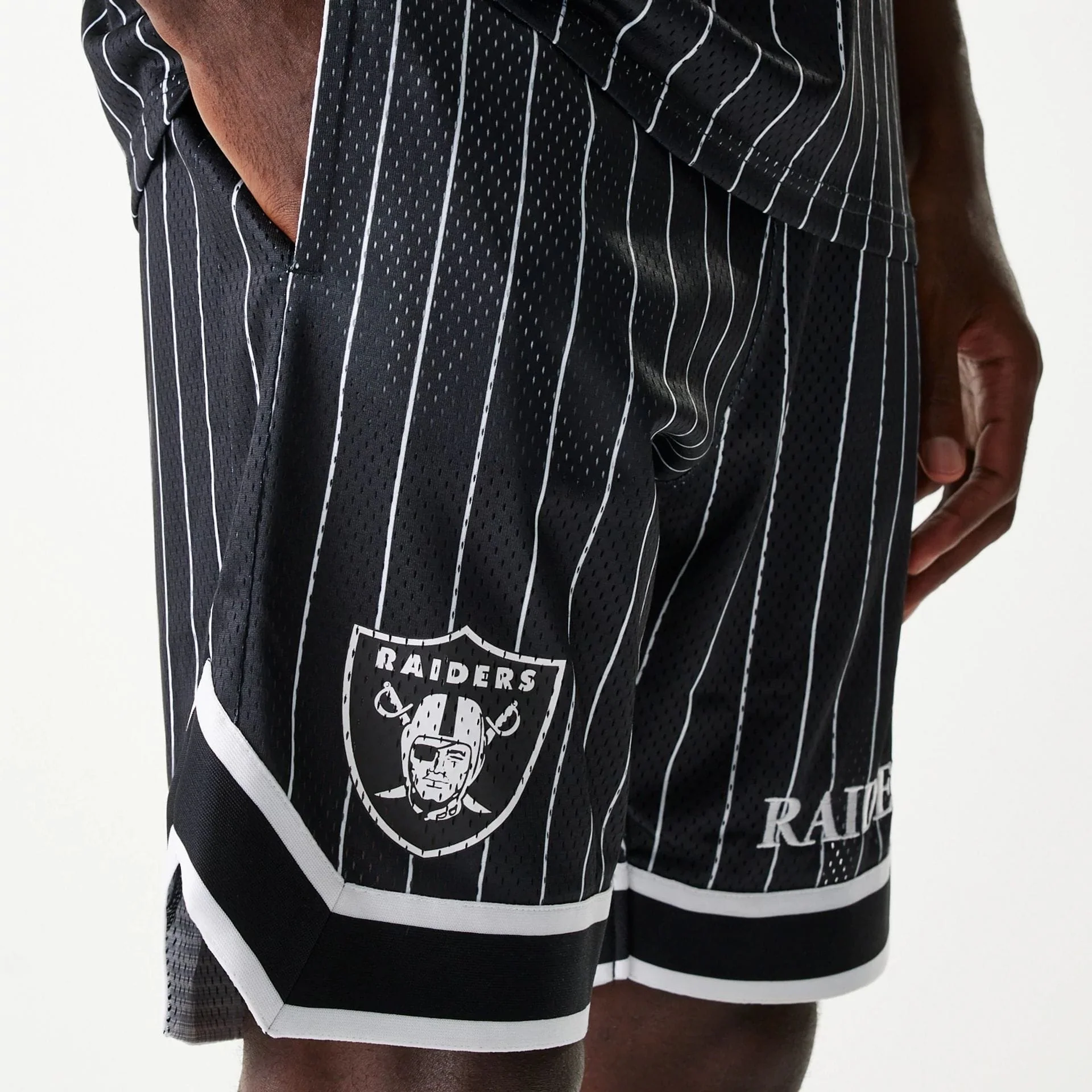 Las Vegas Raiders NFL Pinstripe Black Shorts - Image 4