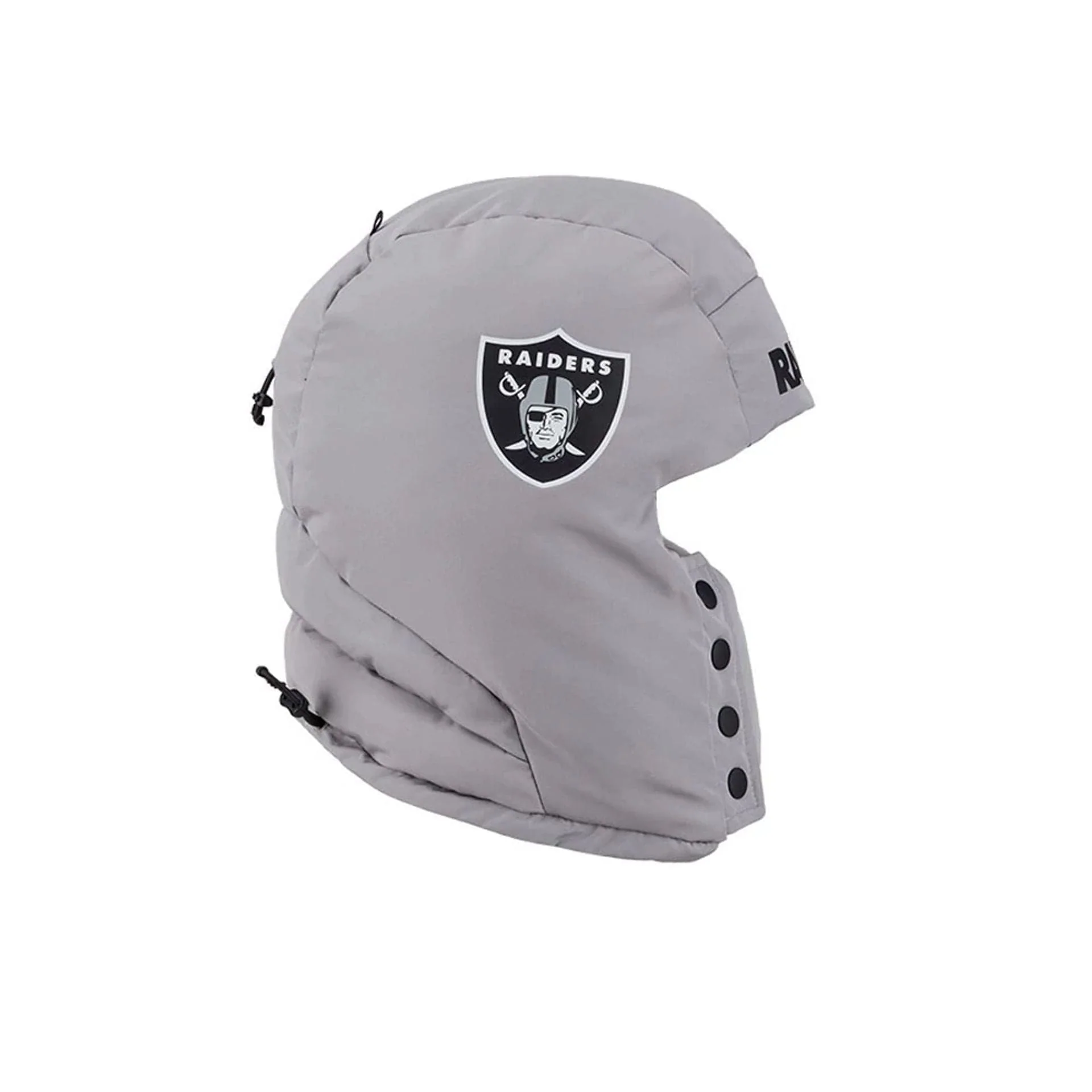 Las Vegas Raiders NFL Puffer Helmet Grey Trapper Hat - Image 6