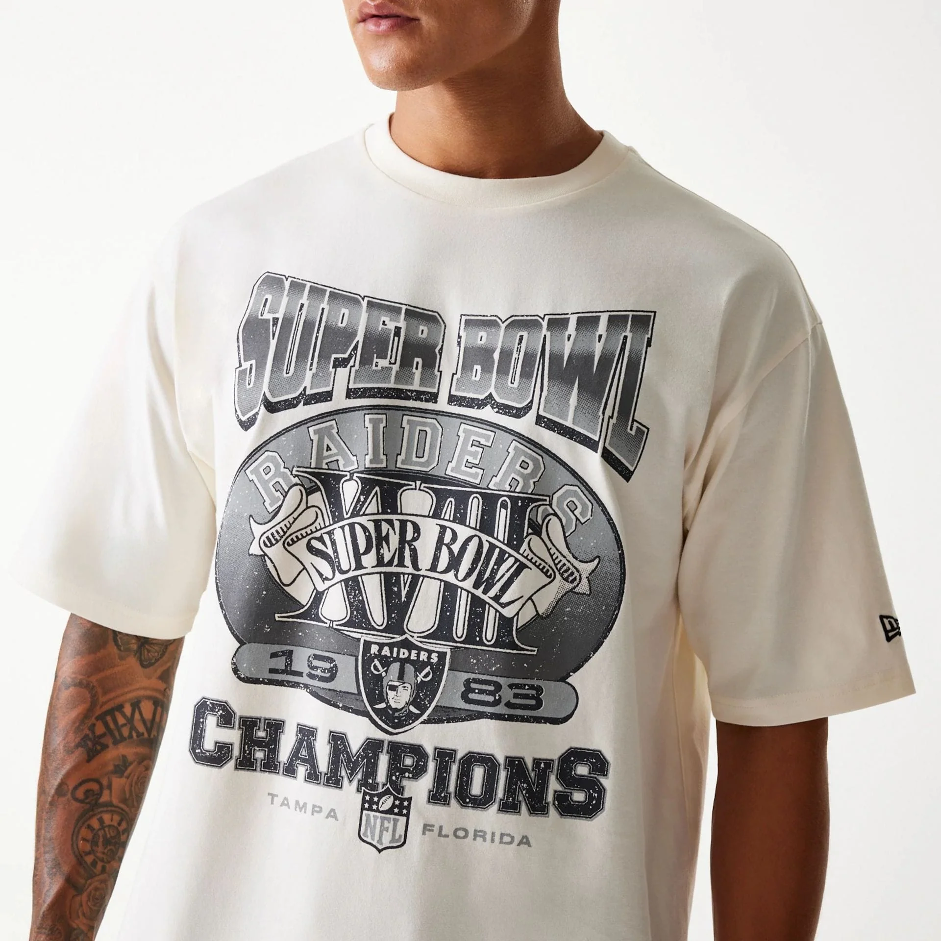 Las Vegas Raiders NFL Super Bowl Open White Oversized T-Shirt - Image 3