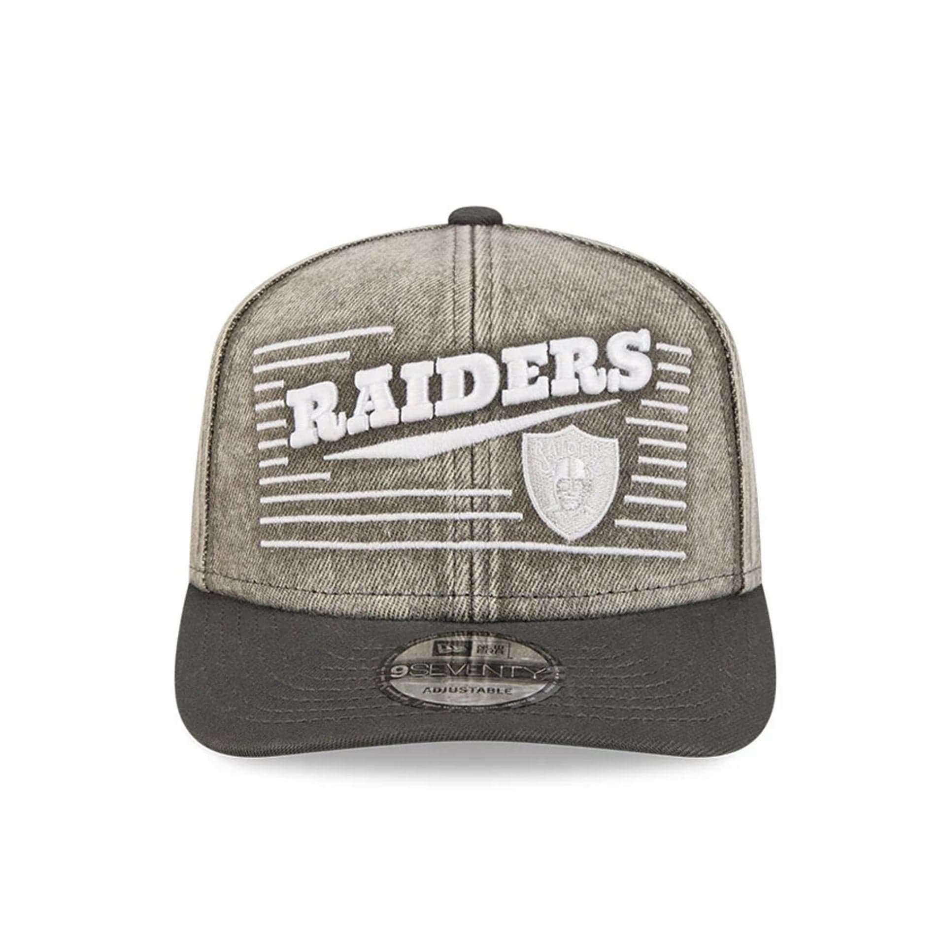 Las Vegas Raiders NFL Washed Denim Dark Grey 9SEVENTY Stretch Snap Cap - Image 2