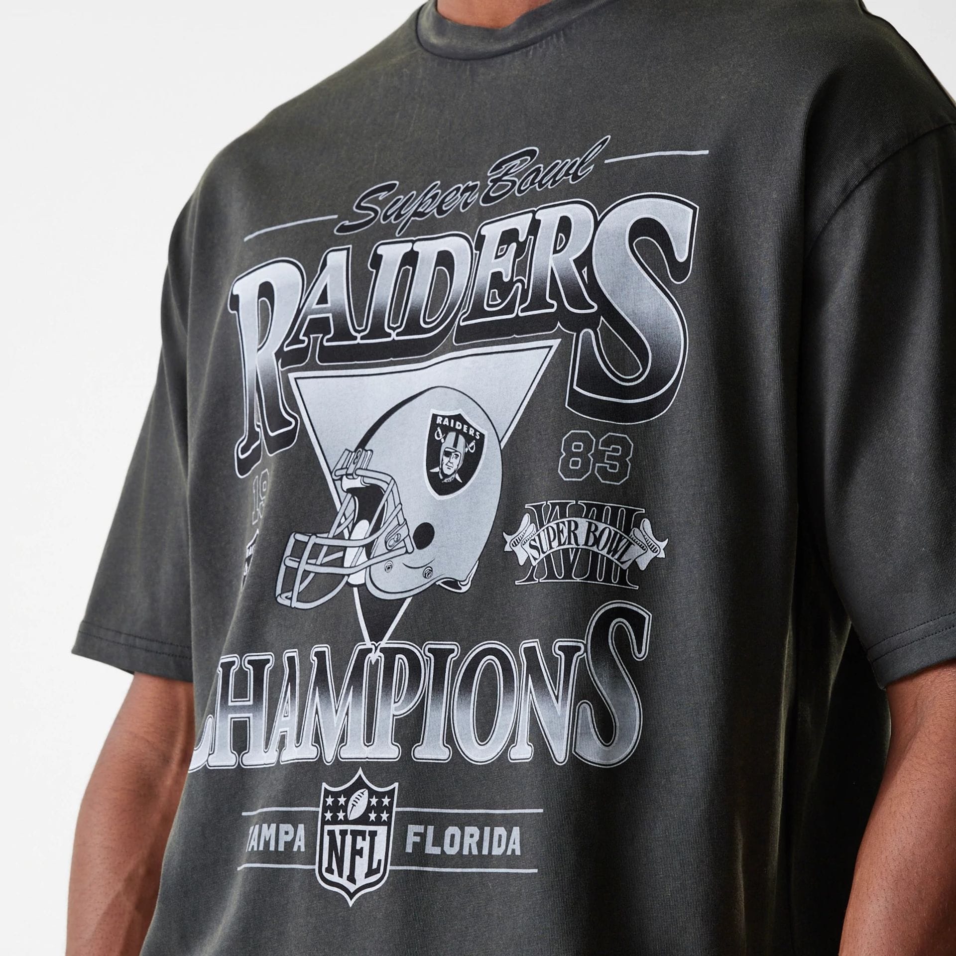Las Vegas Raiders NFL Washed Super Bowl Grey Oversized T-Shirt - Image 6