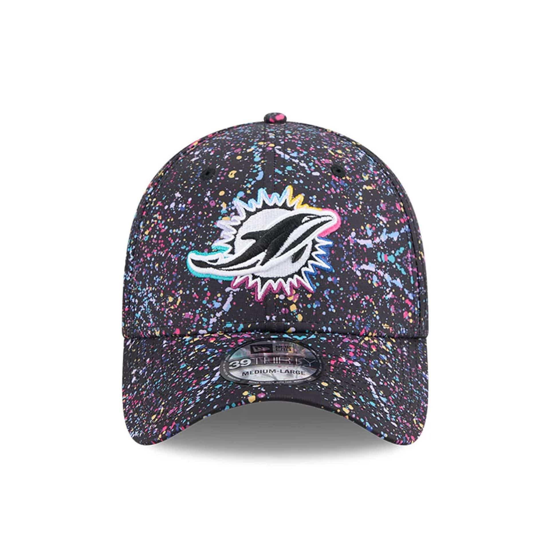 Miami Dolphins NFL Crucial Catch 2025 Black 39THIRTY Stretch Fit Cap - Image 2