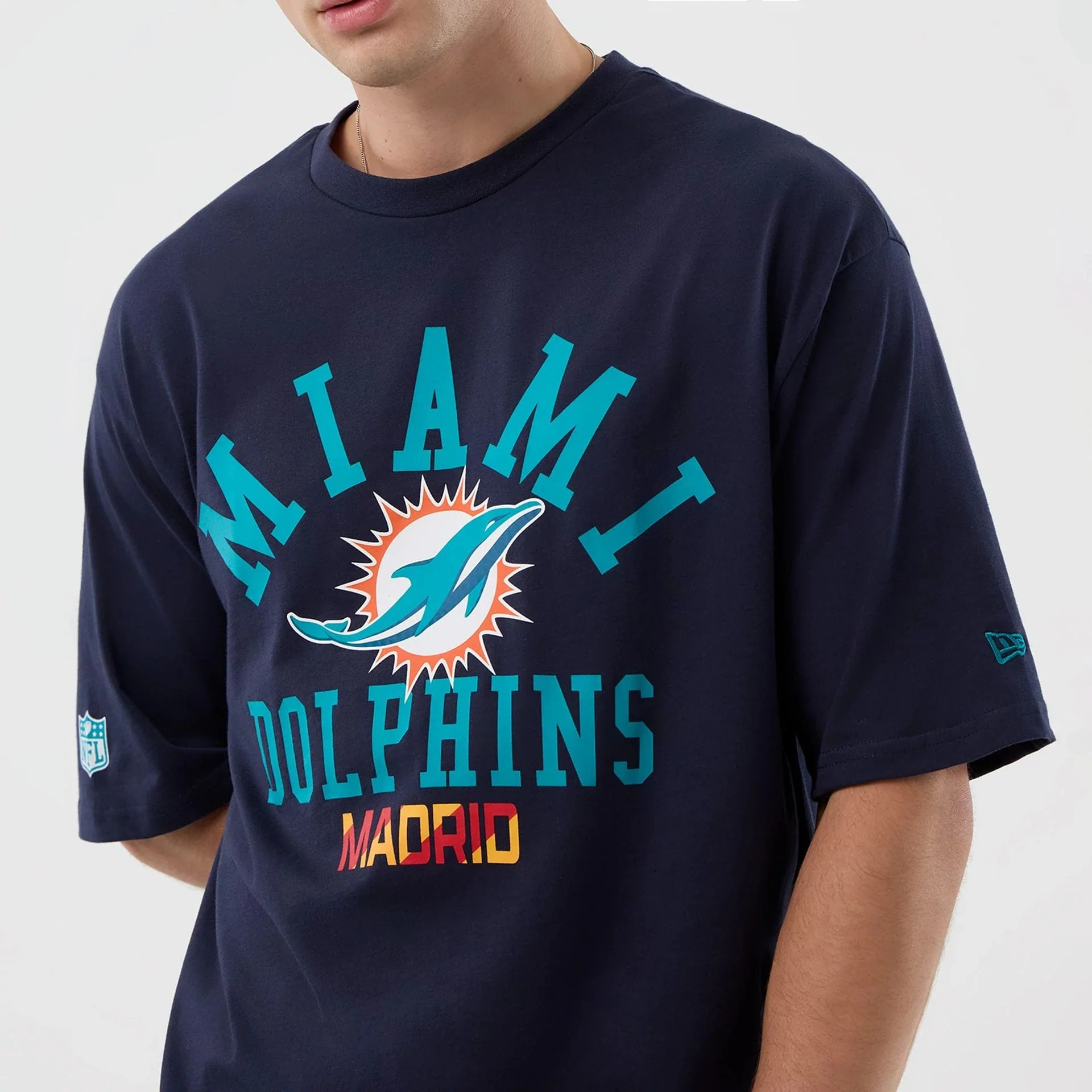 Miami Dolphins NFL International Series Games Navy Oversized T-Shirt - Image 3