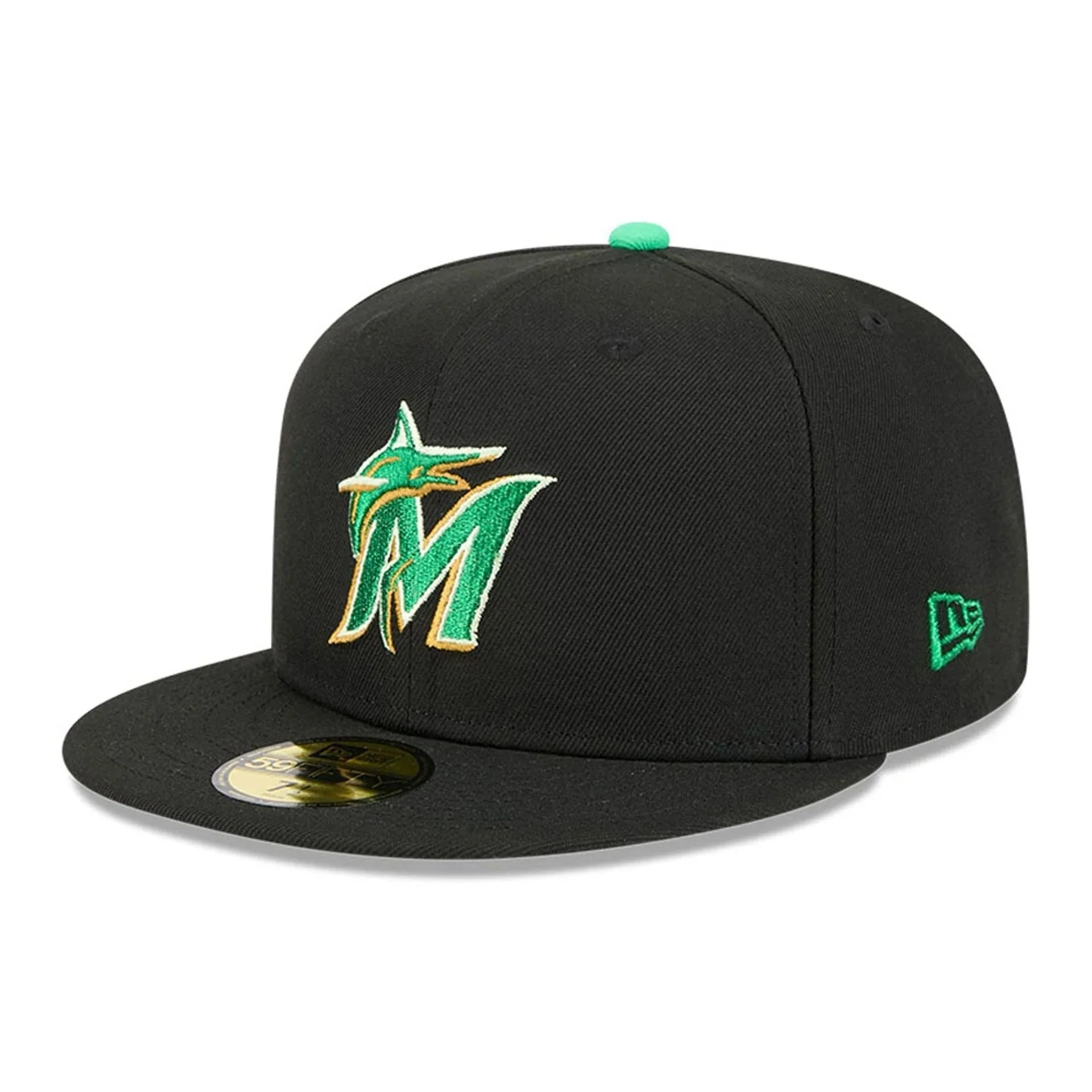 Miami Marlins MLB Saint Patrick's Day Black 59FIFTY Fitted Cap - Image 3