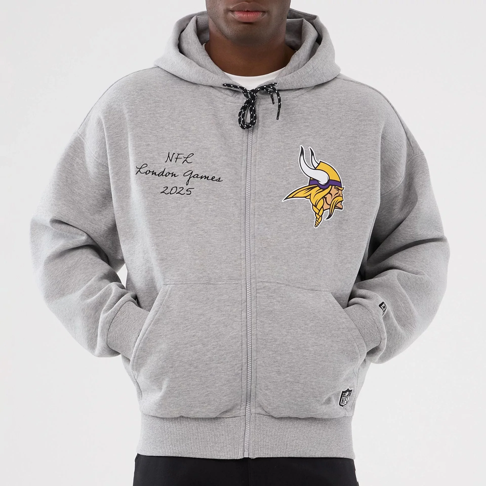 Minnesota Vikings NFL International Series Games 2025 Grey Premium Pullover Hoodie - Image 7