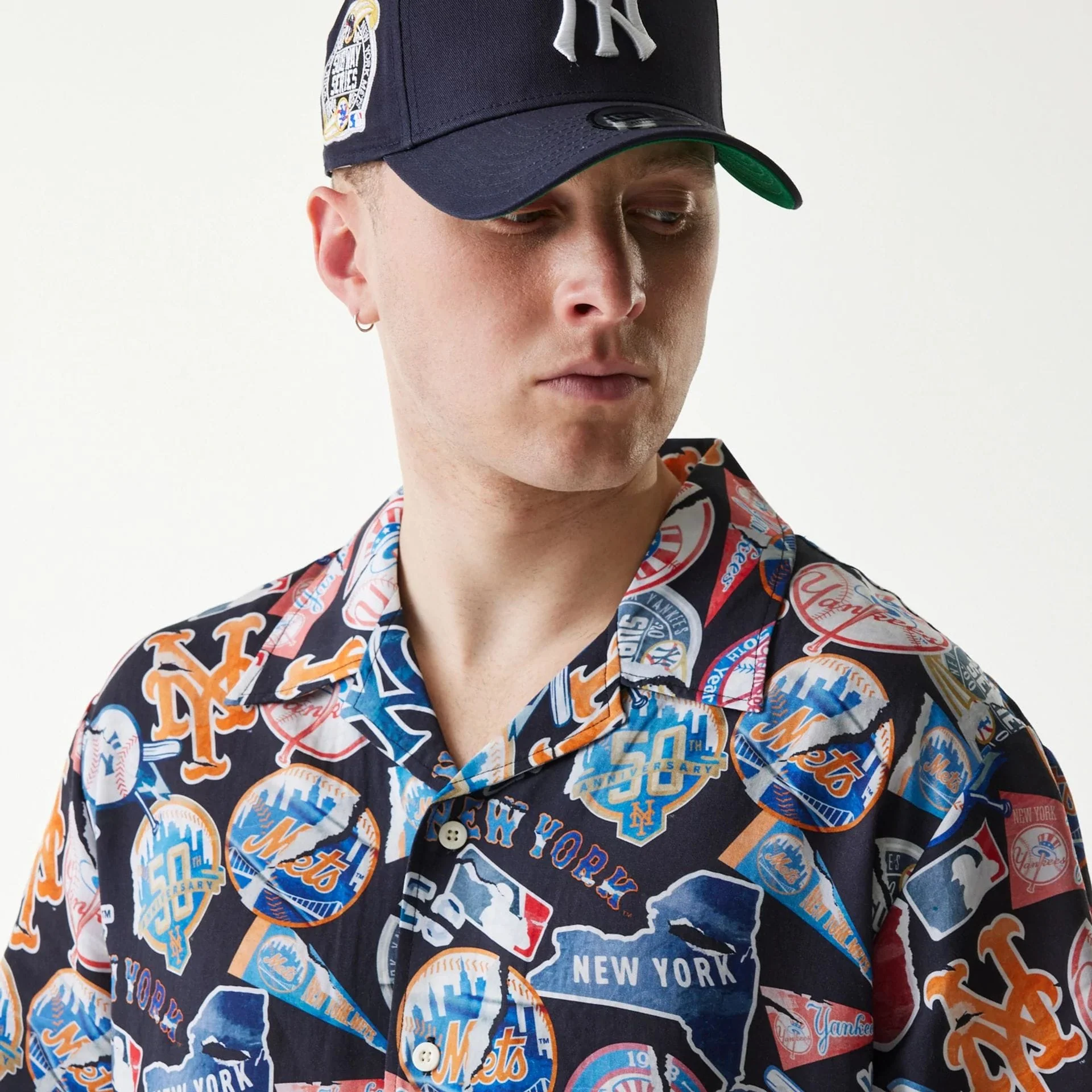 MLB Subway Series All Over Print Navy Short Sleeve Shirt - Image 6