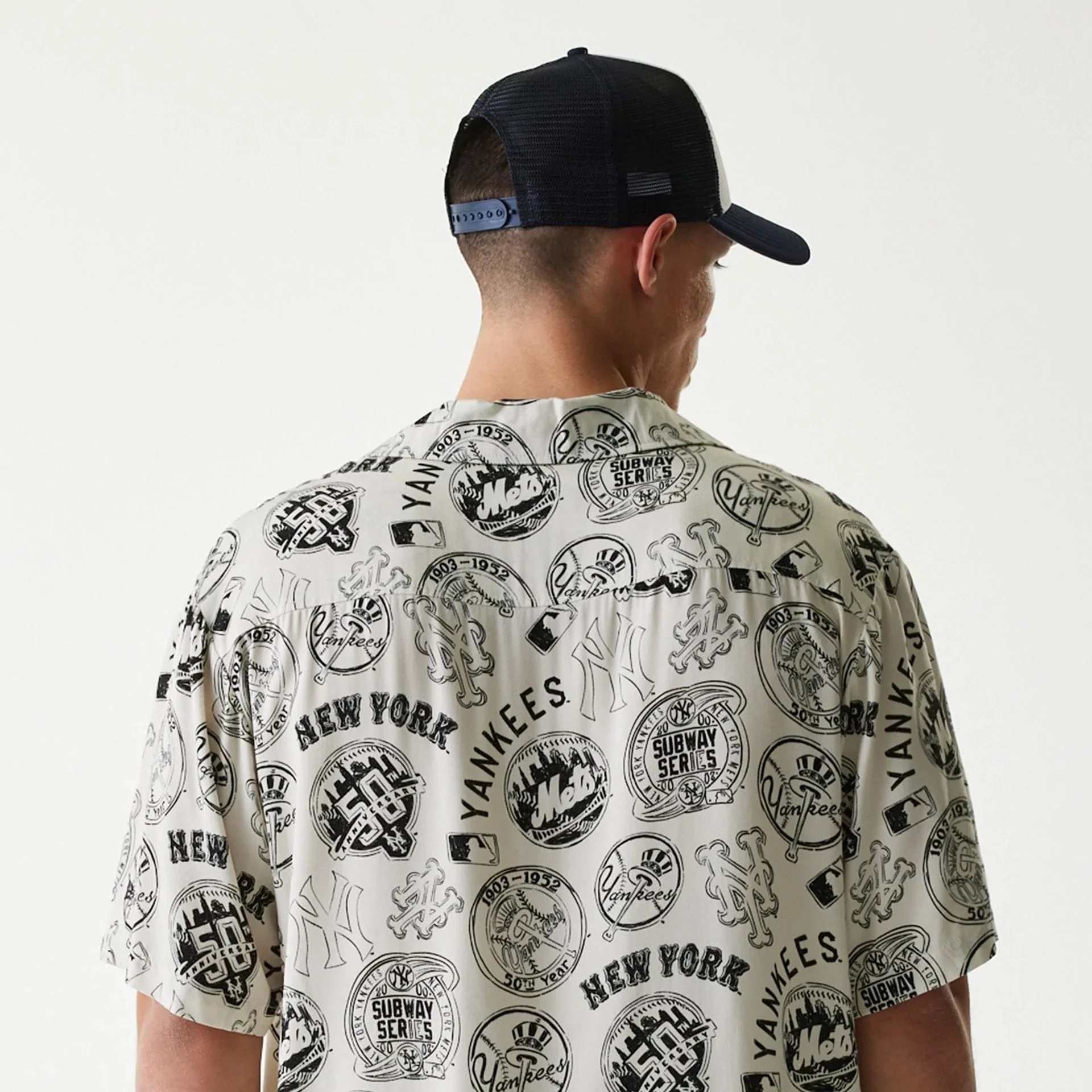 MLB Subway Series All Over Print Open White Short Sleeve Shirt - Image 7