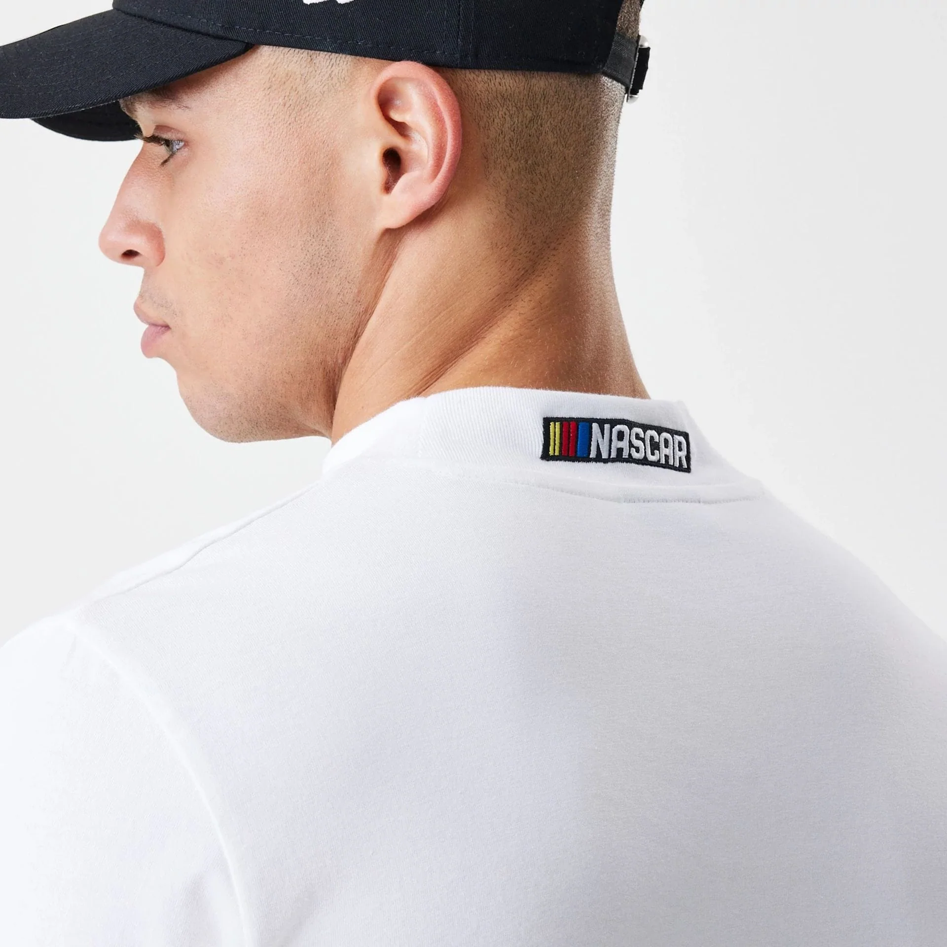 Nascar Generic Logo Modern Driver White Long Sleeve T-Shirt - Image 4