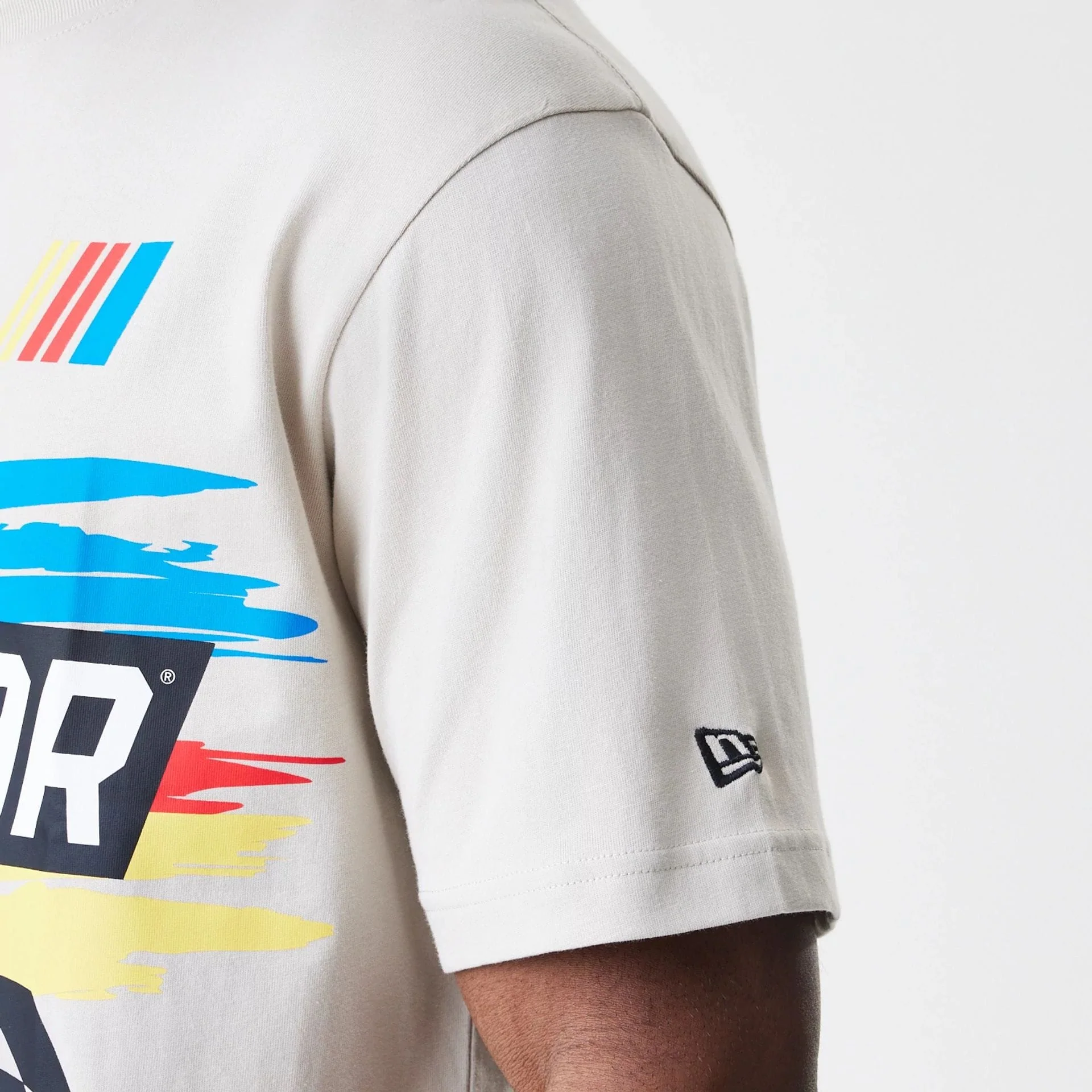 Nascar Logo Modern Driver Light Beige T-Shirt - Image 3