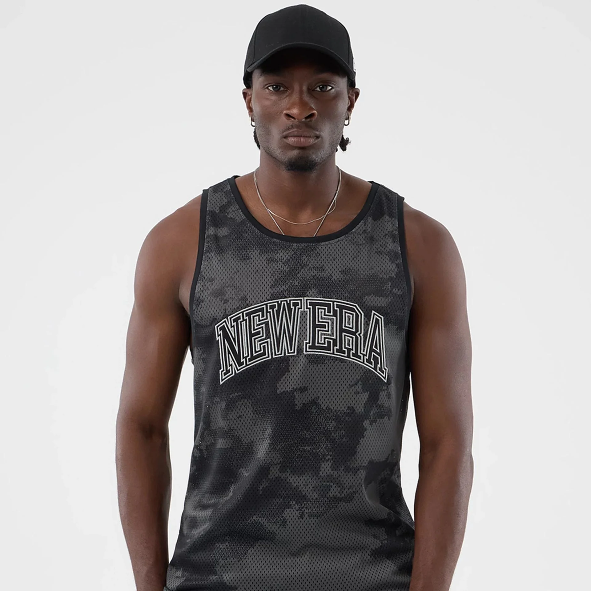 New Era All Over Print Black Camo Mesh Tank Top - Image 3