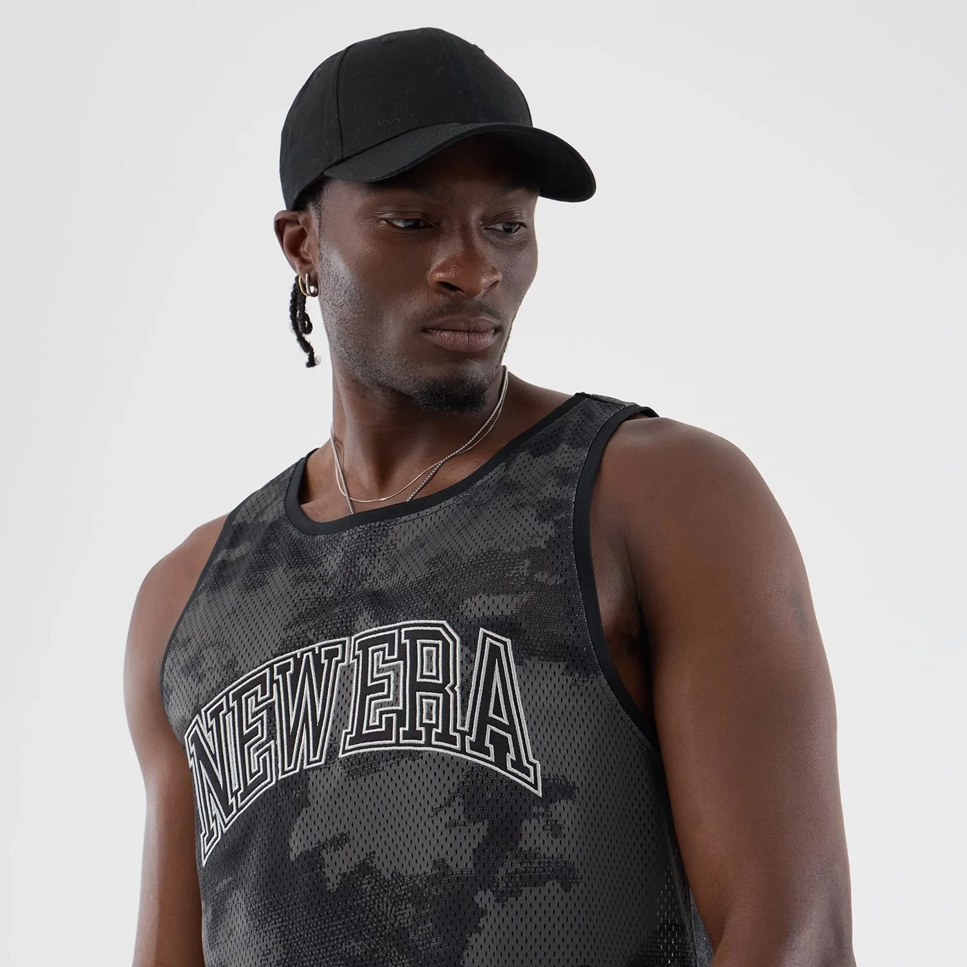 New Era All Over Print Black Camo Mesh Tank Top - Image 4