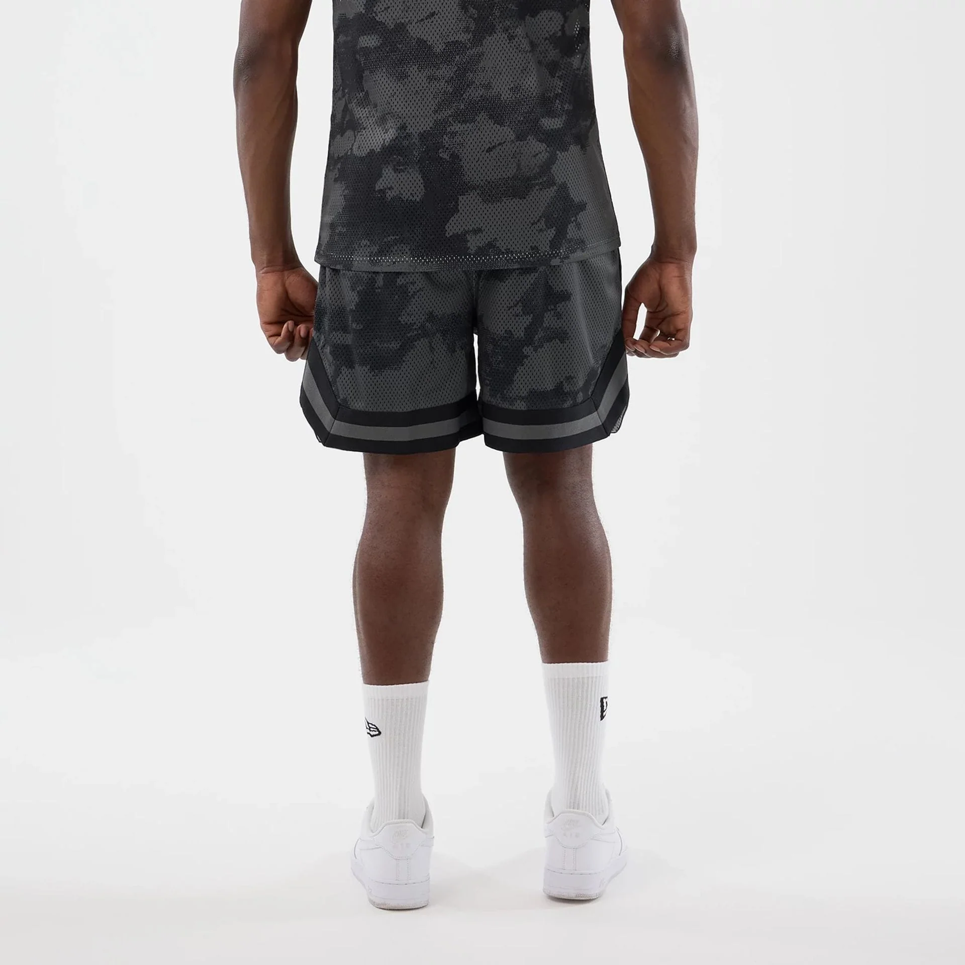New Era All Over Print Mesh Black Camo Shorts - Image 2