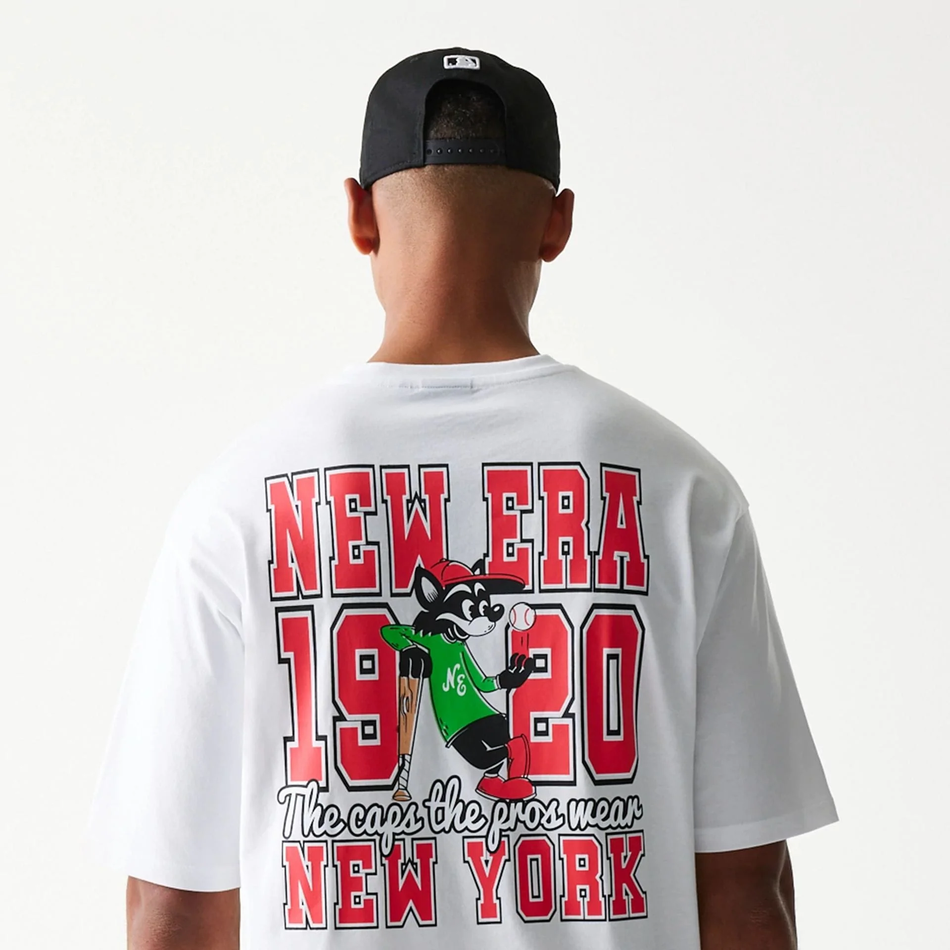 New Era Baseball Cat Character Graphic White Oversized T-Shirt - Image 8