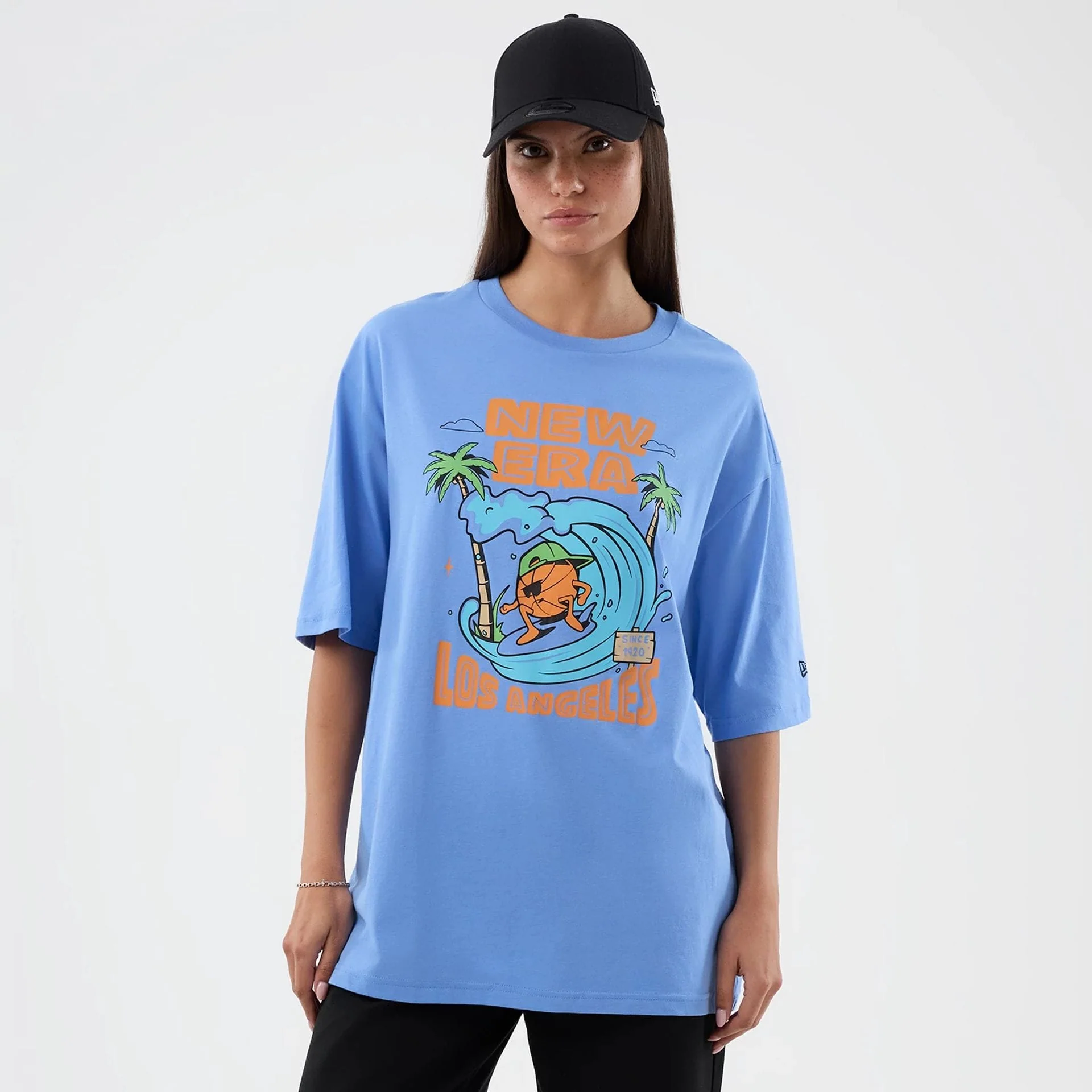 New Era Basketball Character Graphic Pastel Blue T-Shirt - Image 4