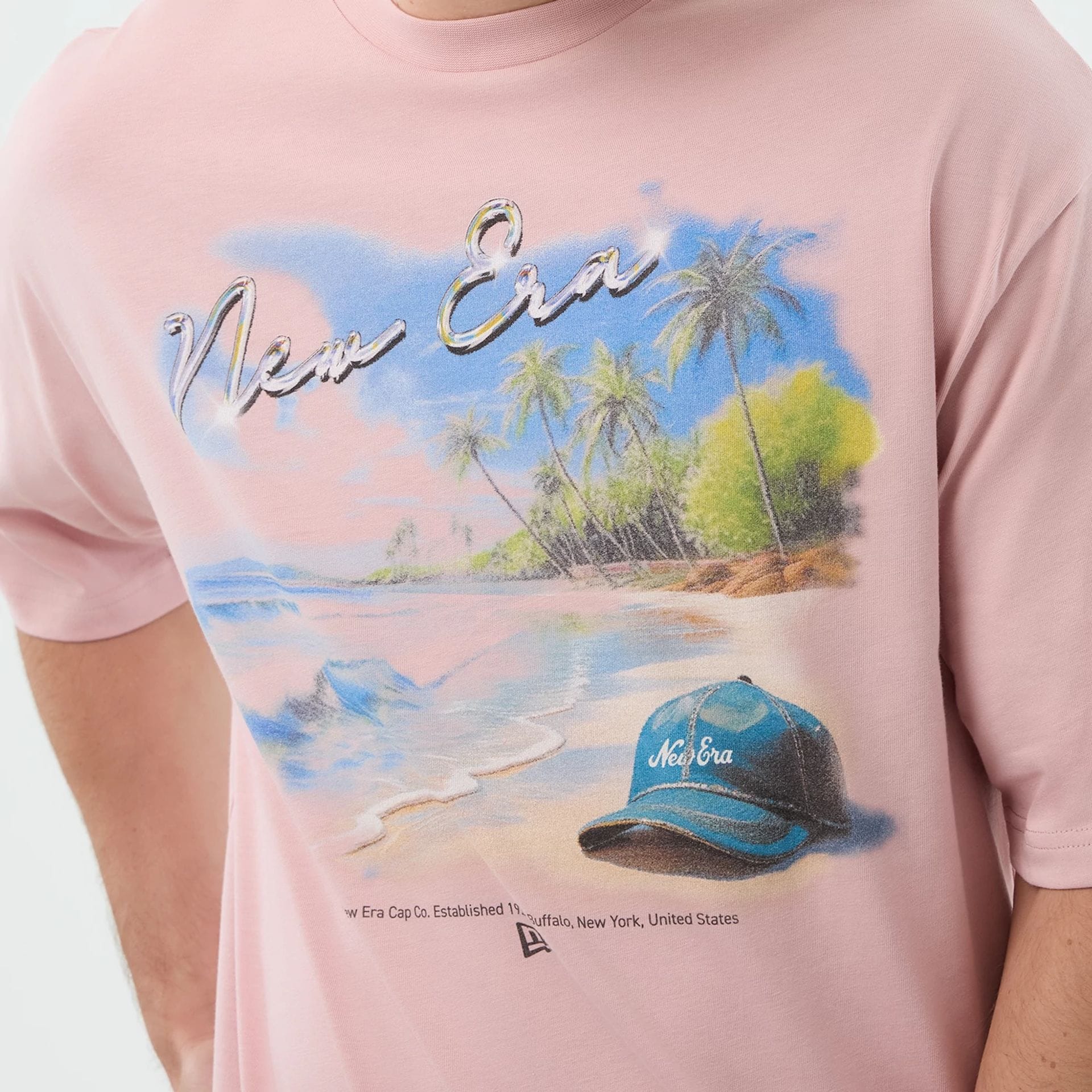 New Era Beach Graphic Pastel Pink Oversized T-Shirt - Image 5