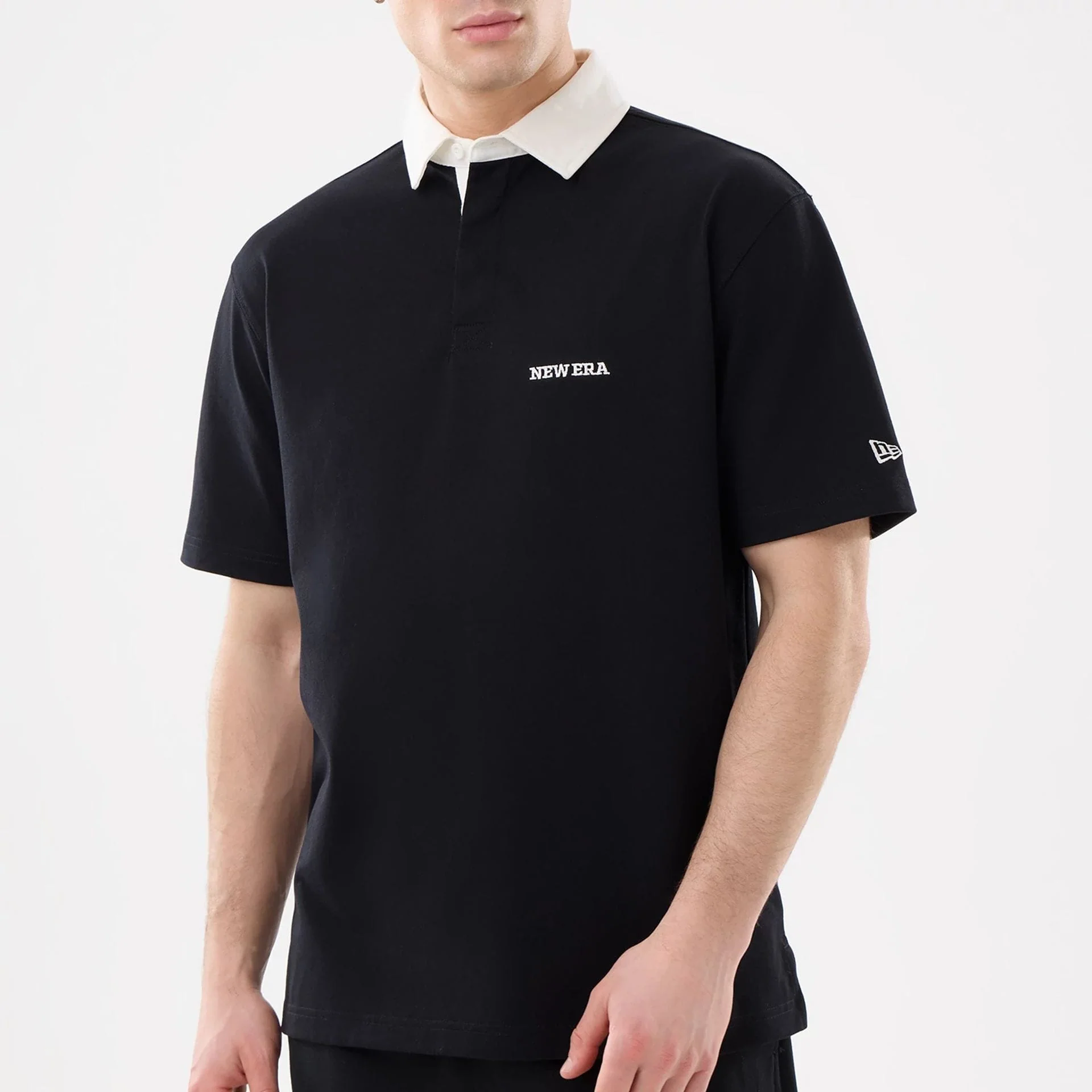 New Era Black Short Sleeve Rugby Shirt - Image 3
