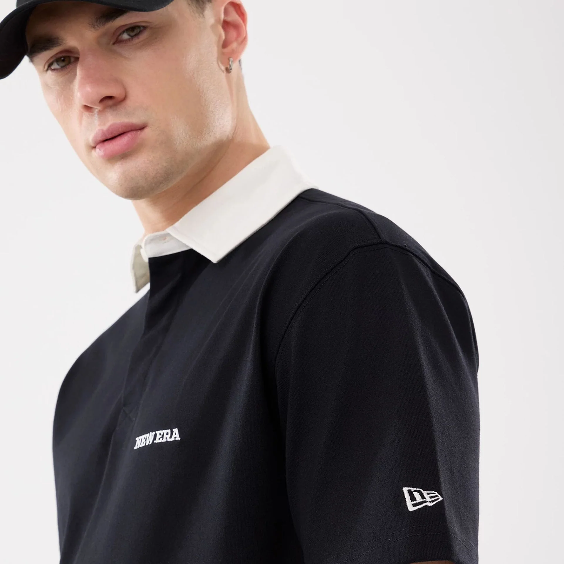 New Era Black Short Sleeve Rugby Shirt - Image 5
