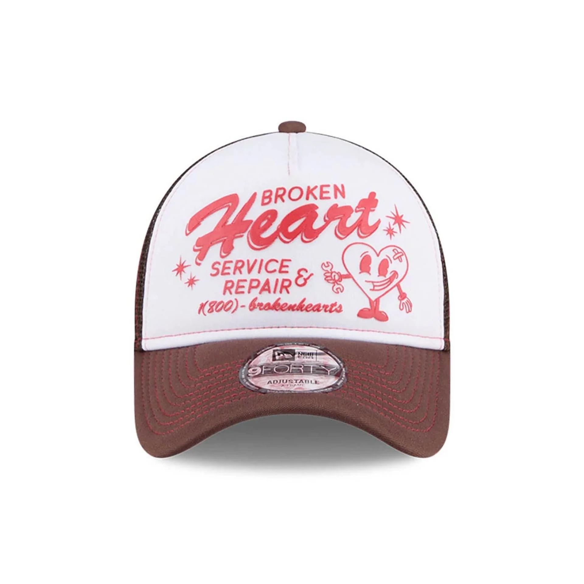 New Era Broken Heart Service & Repair White 9FORTY A-Frame Trucker Adjustable Cap - Image 4