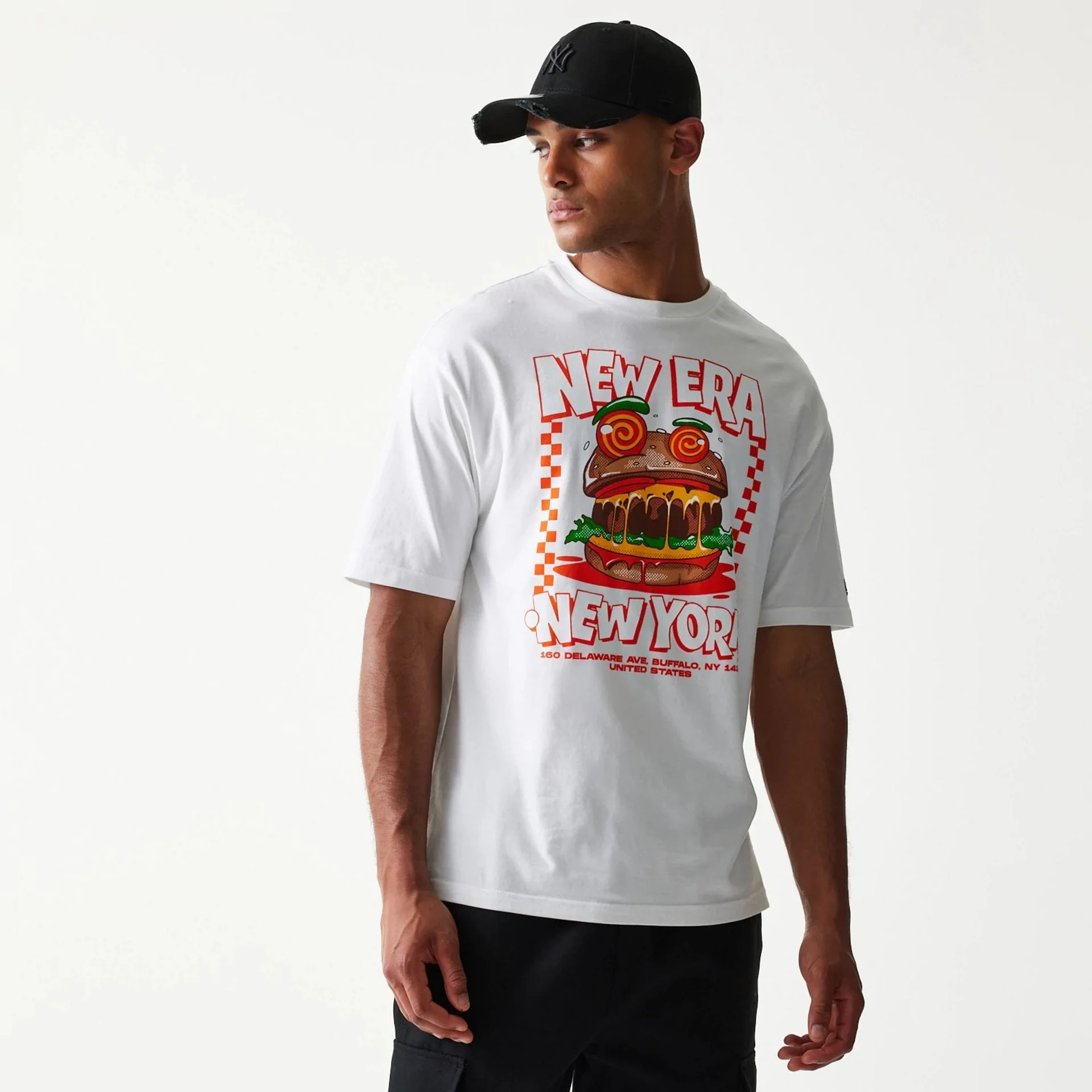New Era Burger Food Graphic White Oversized T-Shirt - Image 3