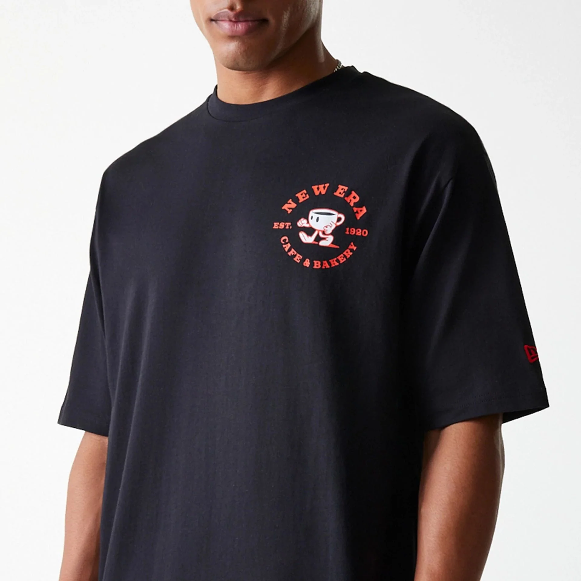 New Era Cafe Graphic Black Oversized T-Shirt - Image 5