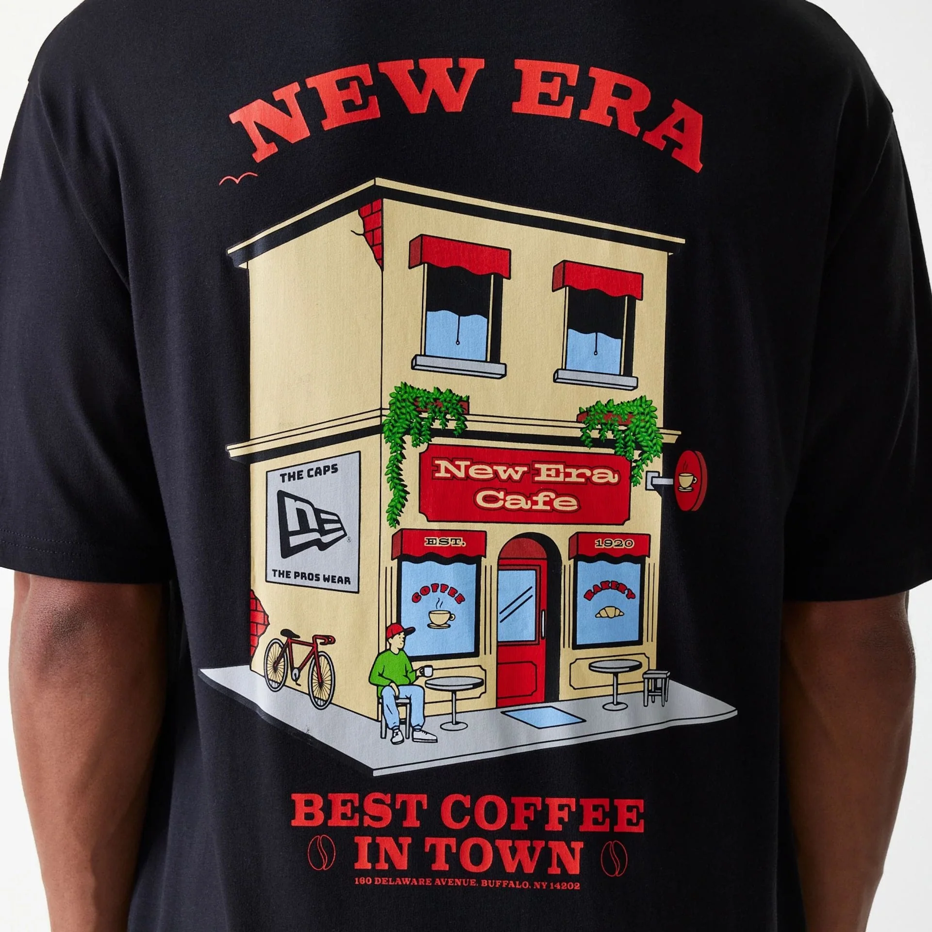 New Era Cafe Graphic Black Oversized T-Shirt - Image 8