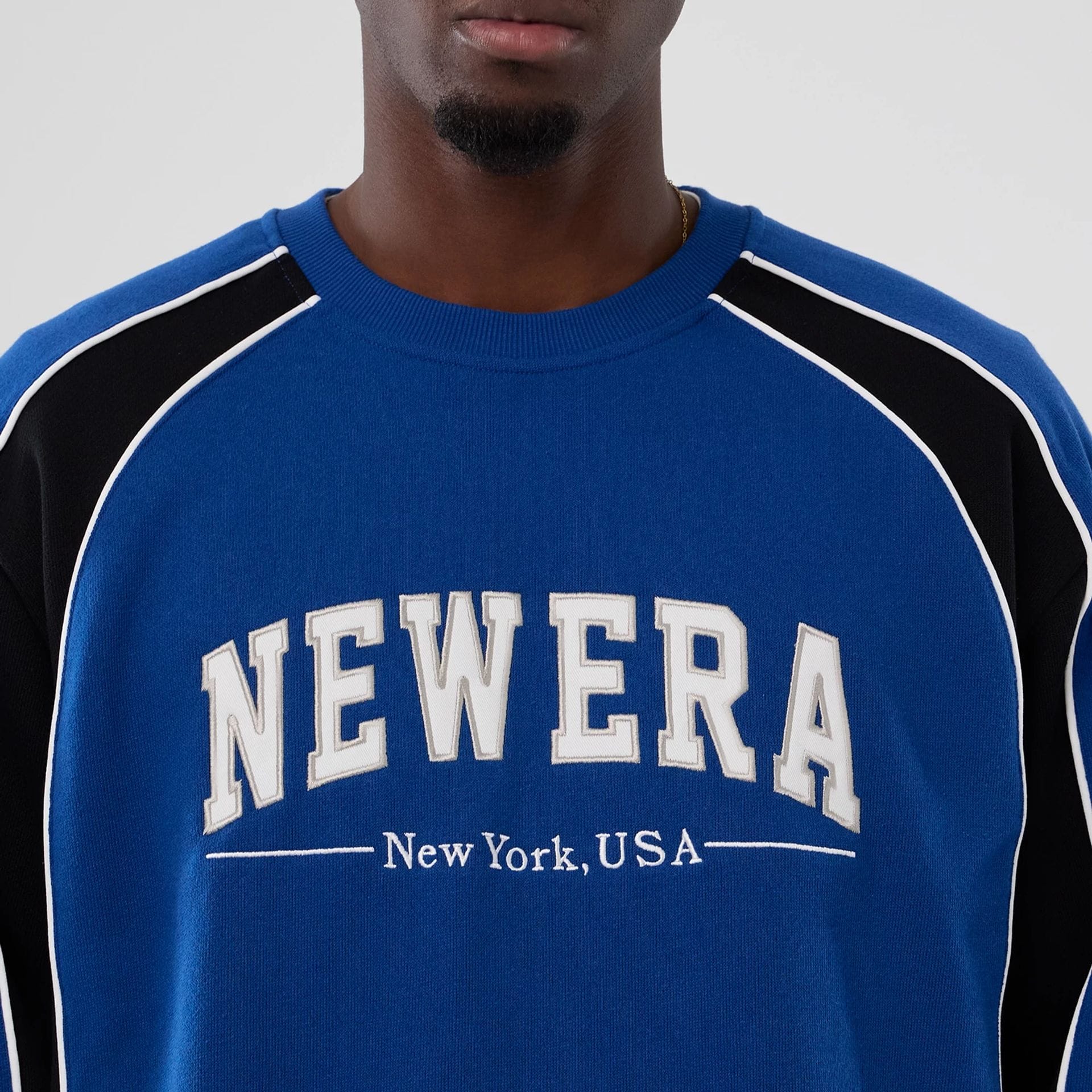 New Era Colour Block Navy Crew Neck Sweater - Image 3