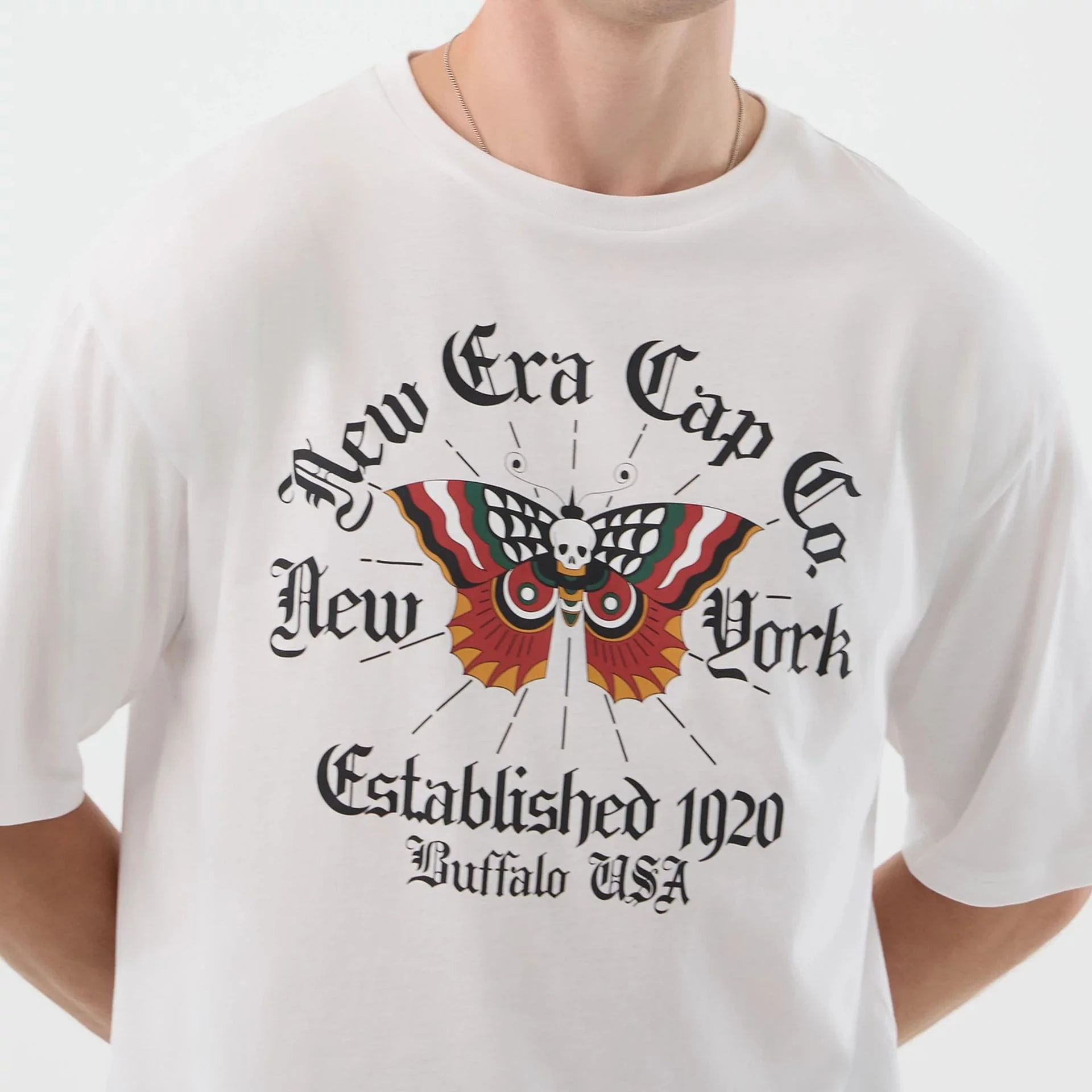 New Era Death Moth Graphic White Oversized T-Shirt - Image 4