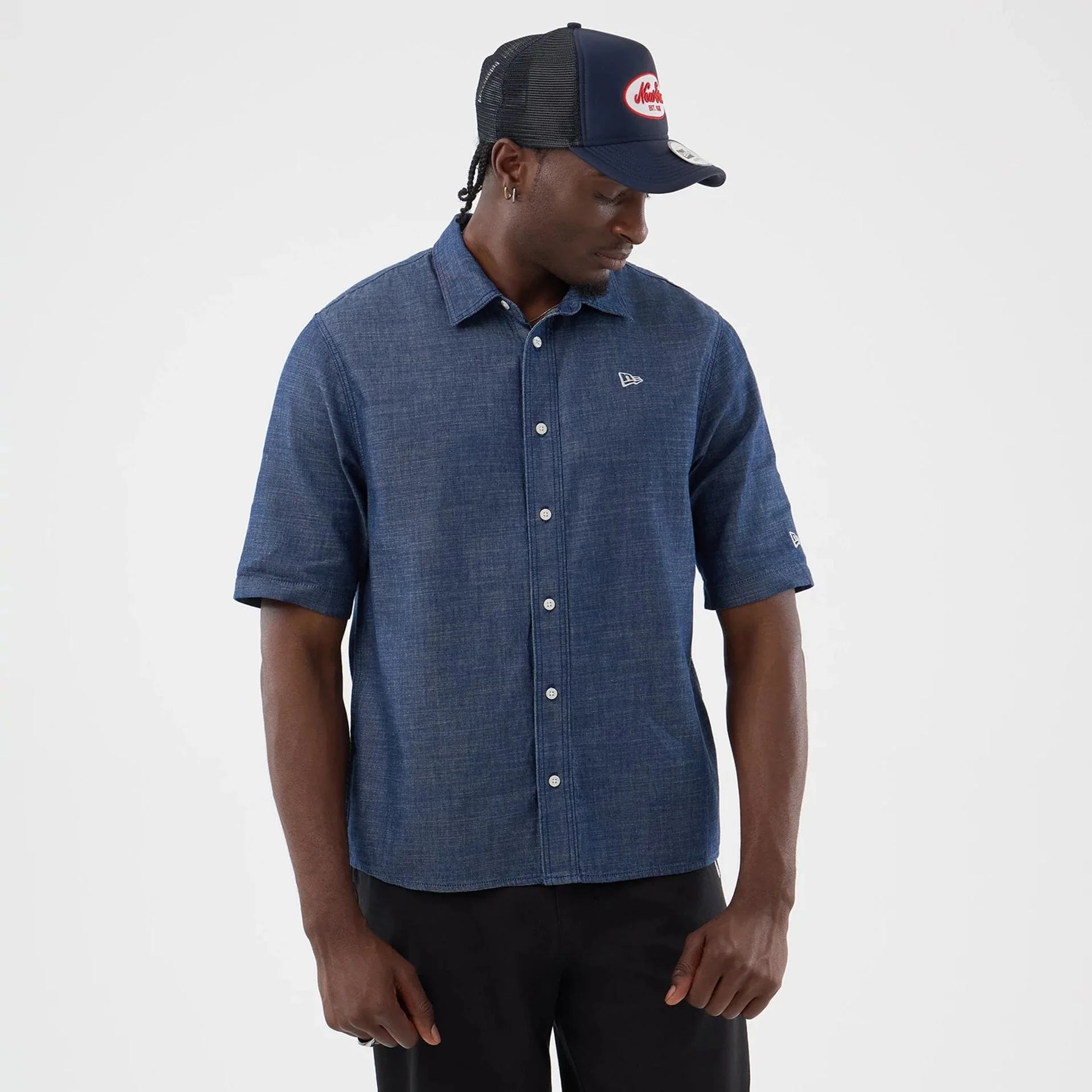 New Era Denim Blue Short Sleeve Shirt - Image 3