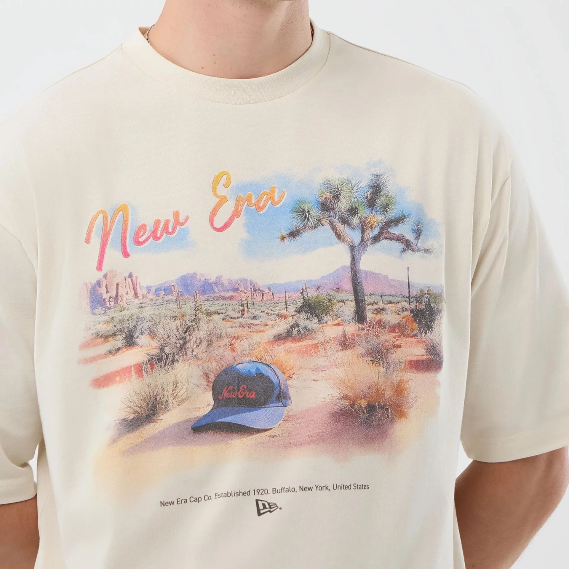 New Era Dessert Graphic Light Beige Oversized T-Shirt - Image 5