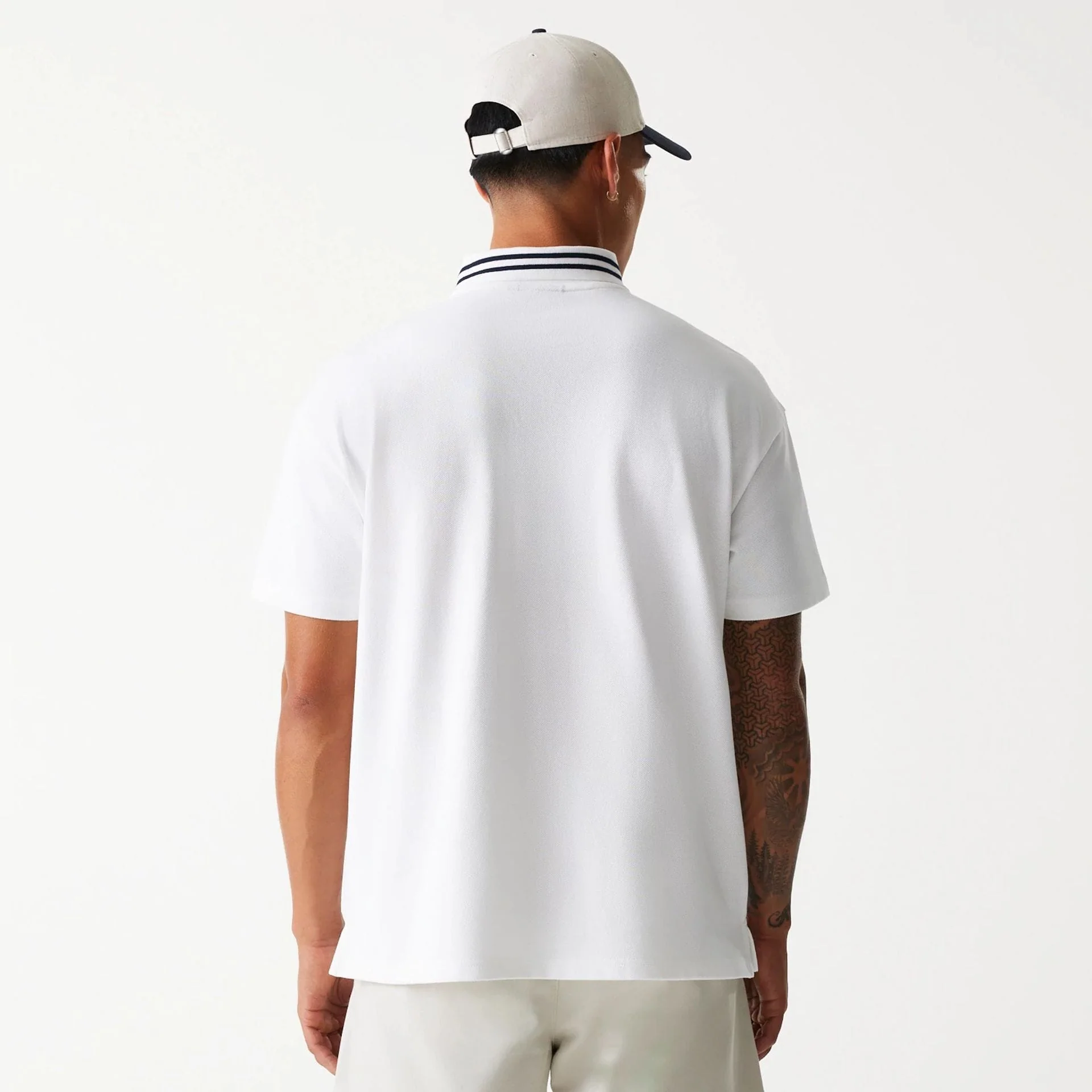 New Era Drop Shoulder White Polo Shirt - Image 2