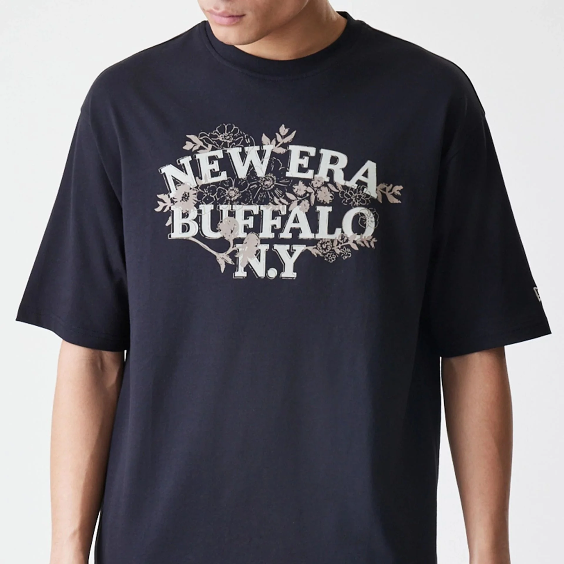 New Era Floral Black Oversized T-Shirt - Image 3