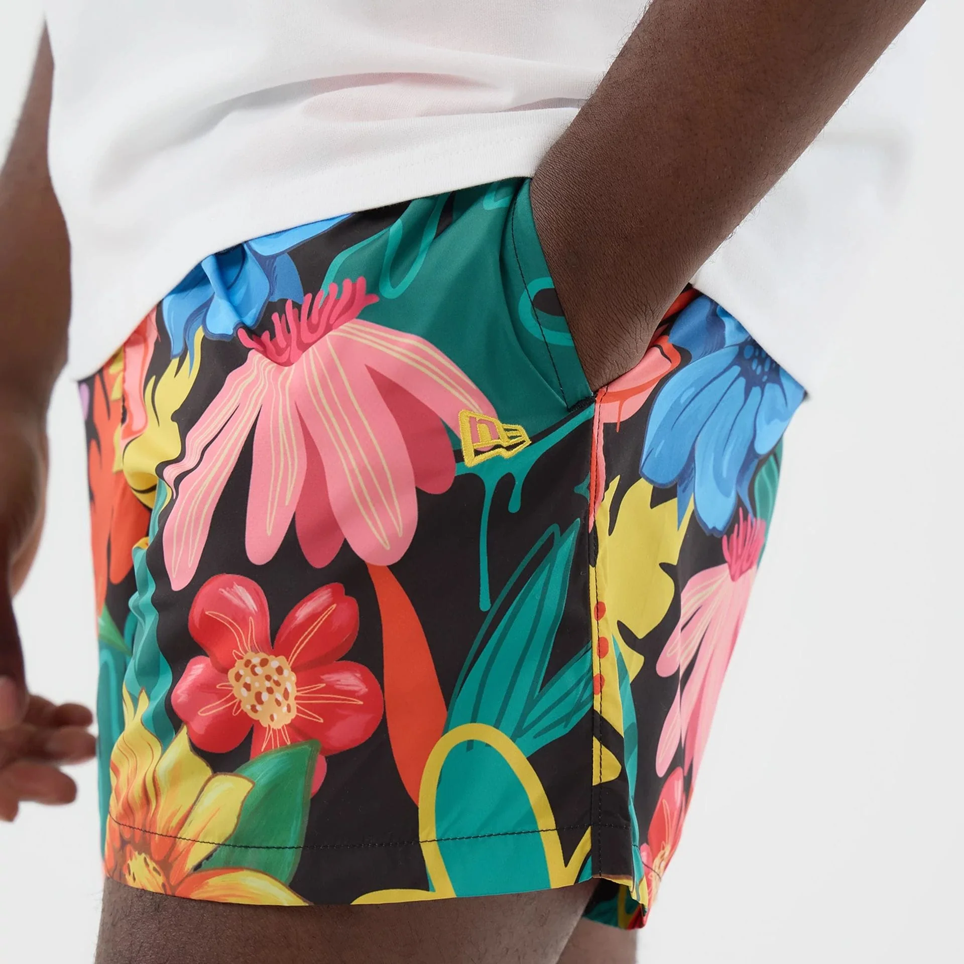 New Era Floral Black Swimming Shorts - Image 4