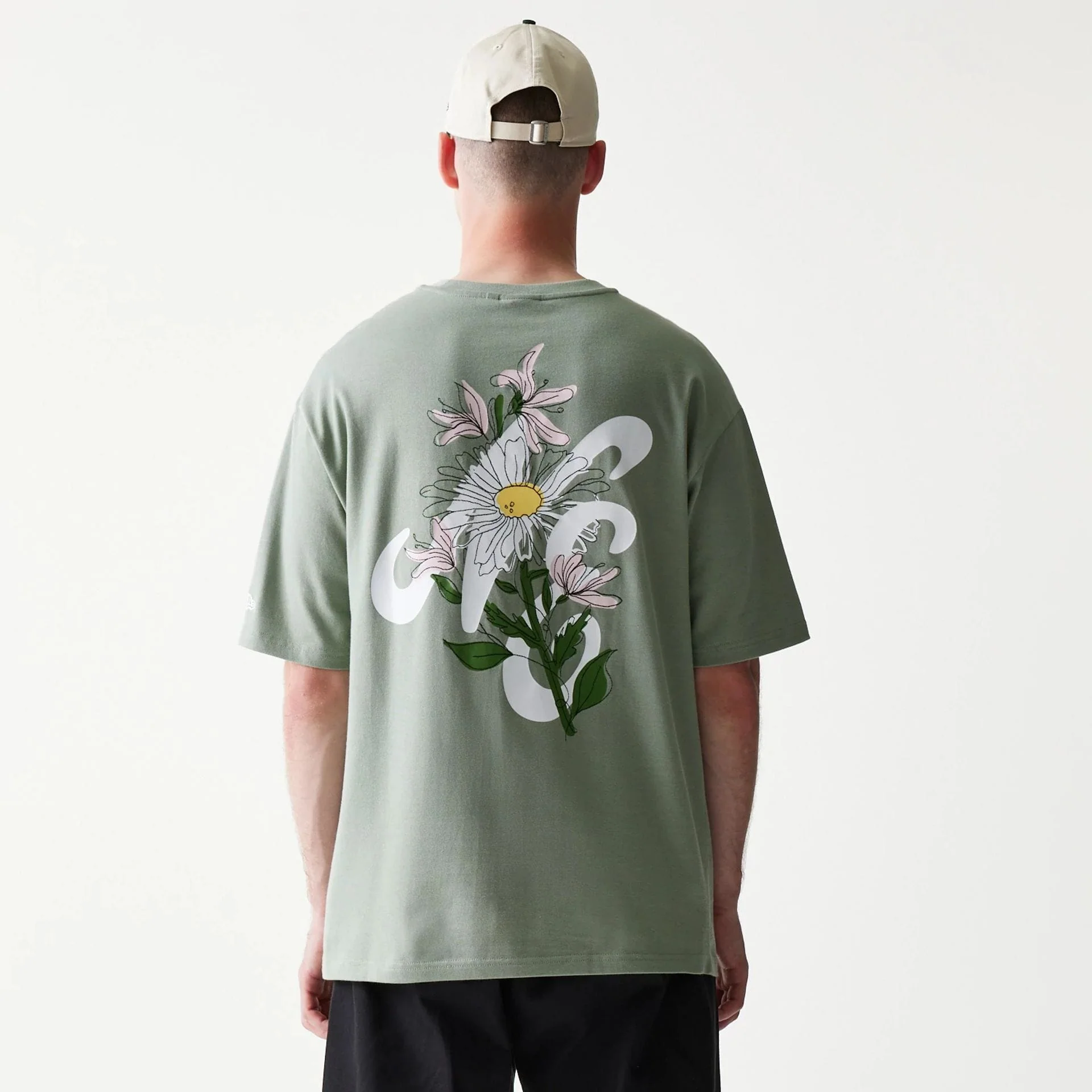 New Era Floral Graphic Pastel Green Oversized T-Shirt - Image 2