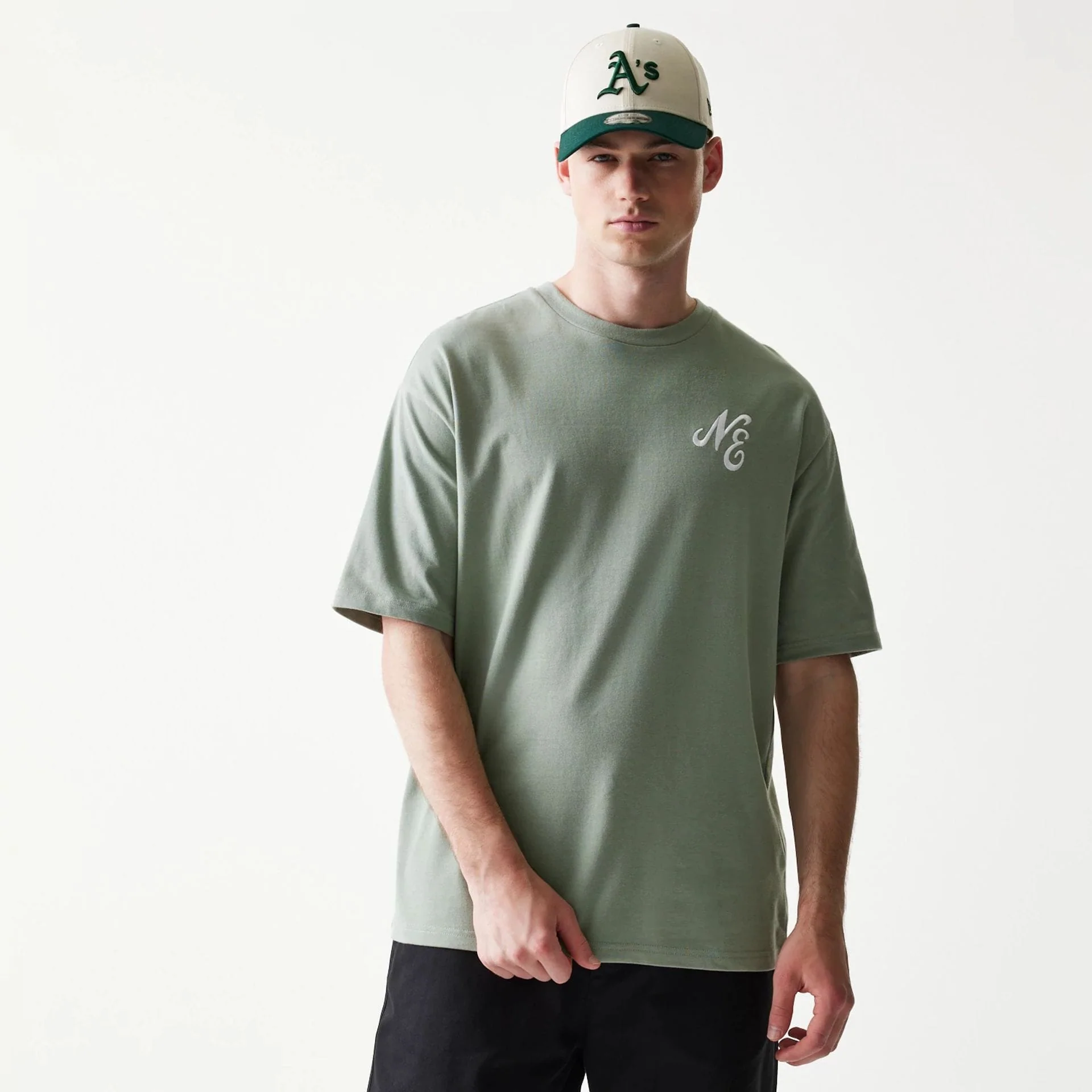 New Era Floral Graphic Pastel Green Oversized T-Shirt - Image 3