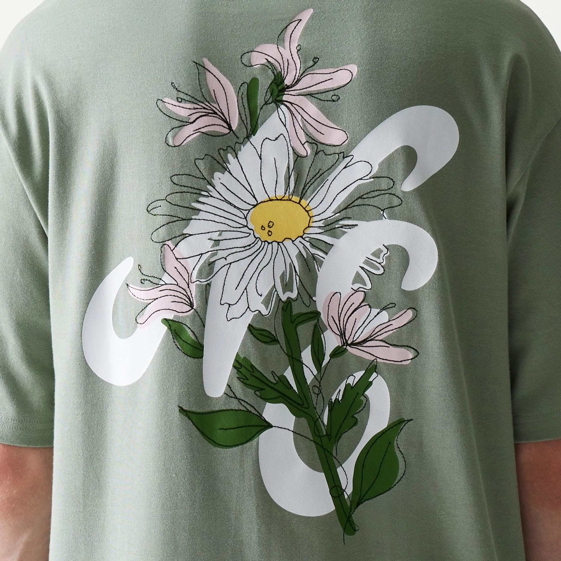 New Era Floral Graphic Pastel Green Oversized T-Shirt - Image 7
