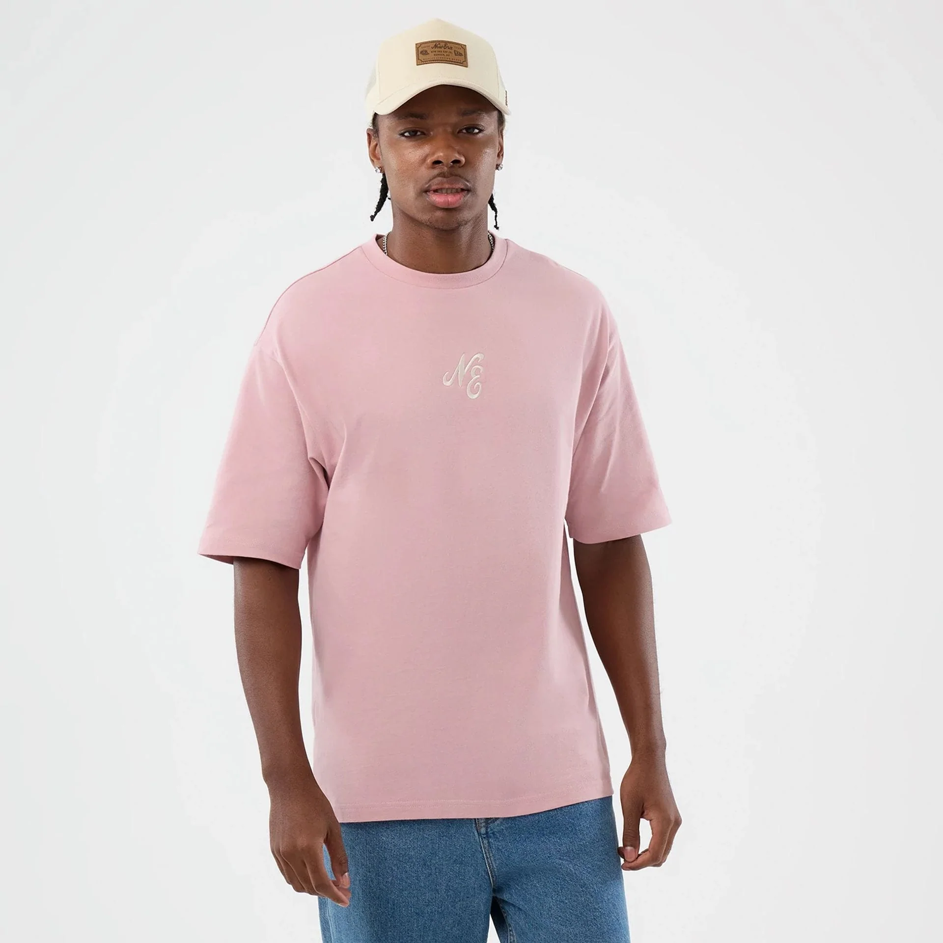 New Era Floral Graphic Pastel Pink Oversized T-Shirt - Image 2