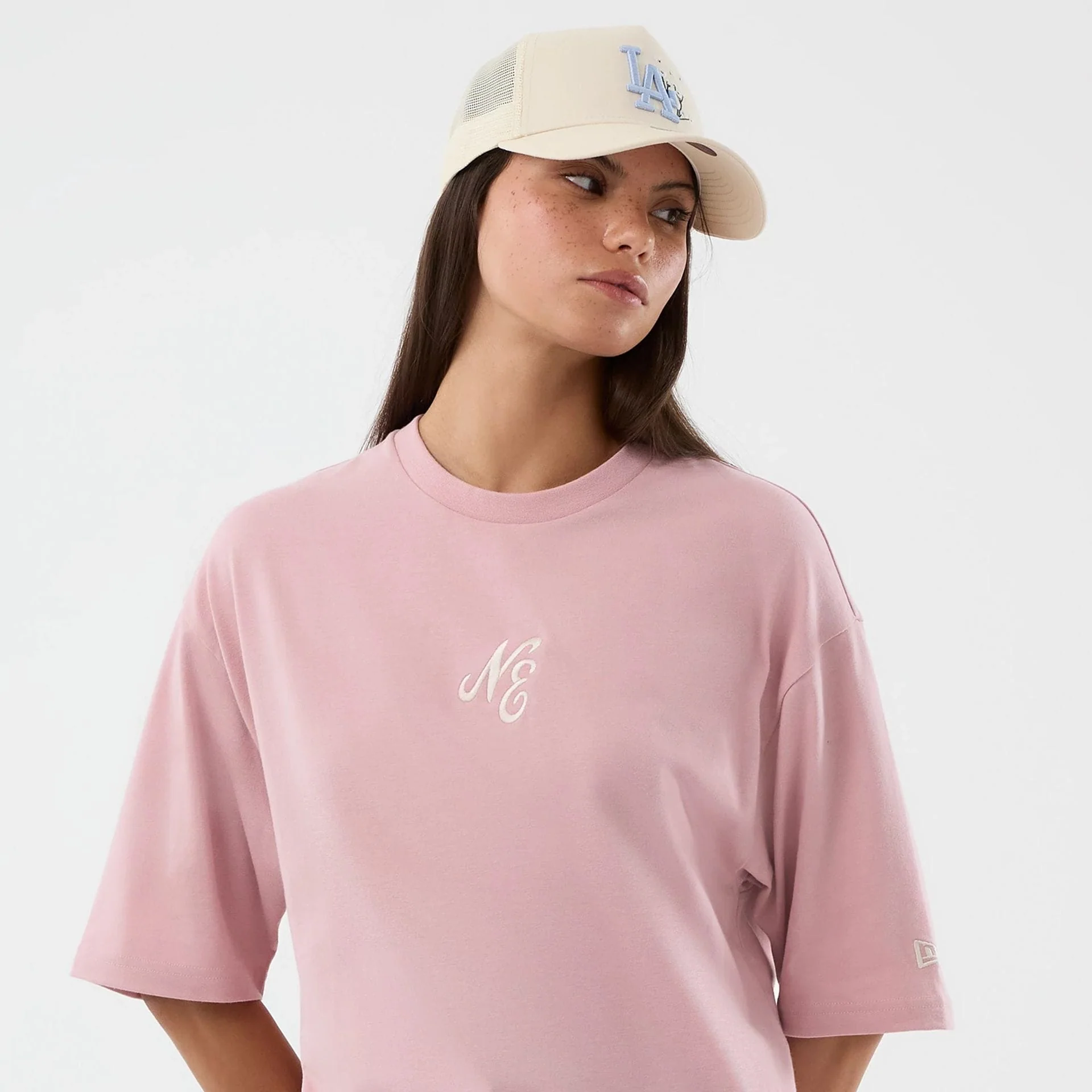 New Era Floral Graphic Pastel Pink Oversized T-Shirt - Image 6