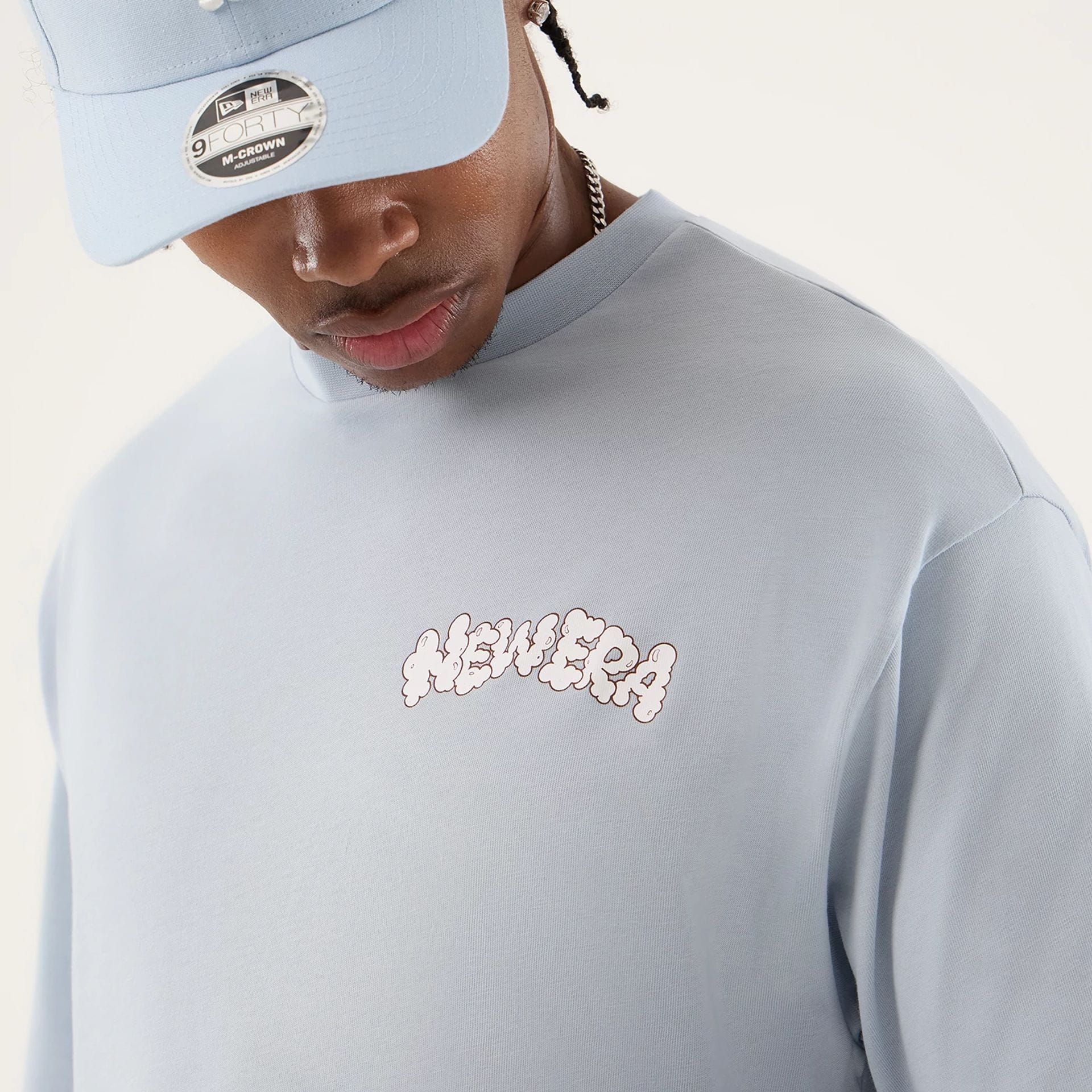 New Era Fun Block Party Graphic Pastel Blue Oversized T-Shirt - Image 5
